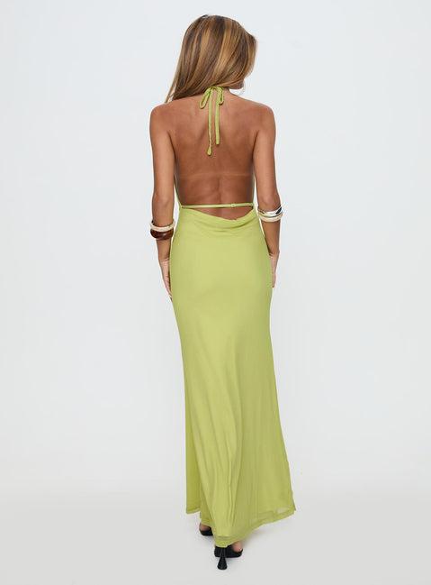 Rhaenyra Halter Maxi Dress Green Product Image