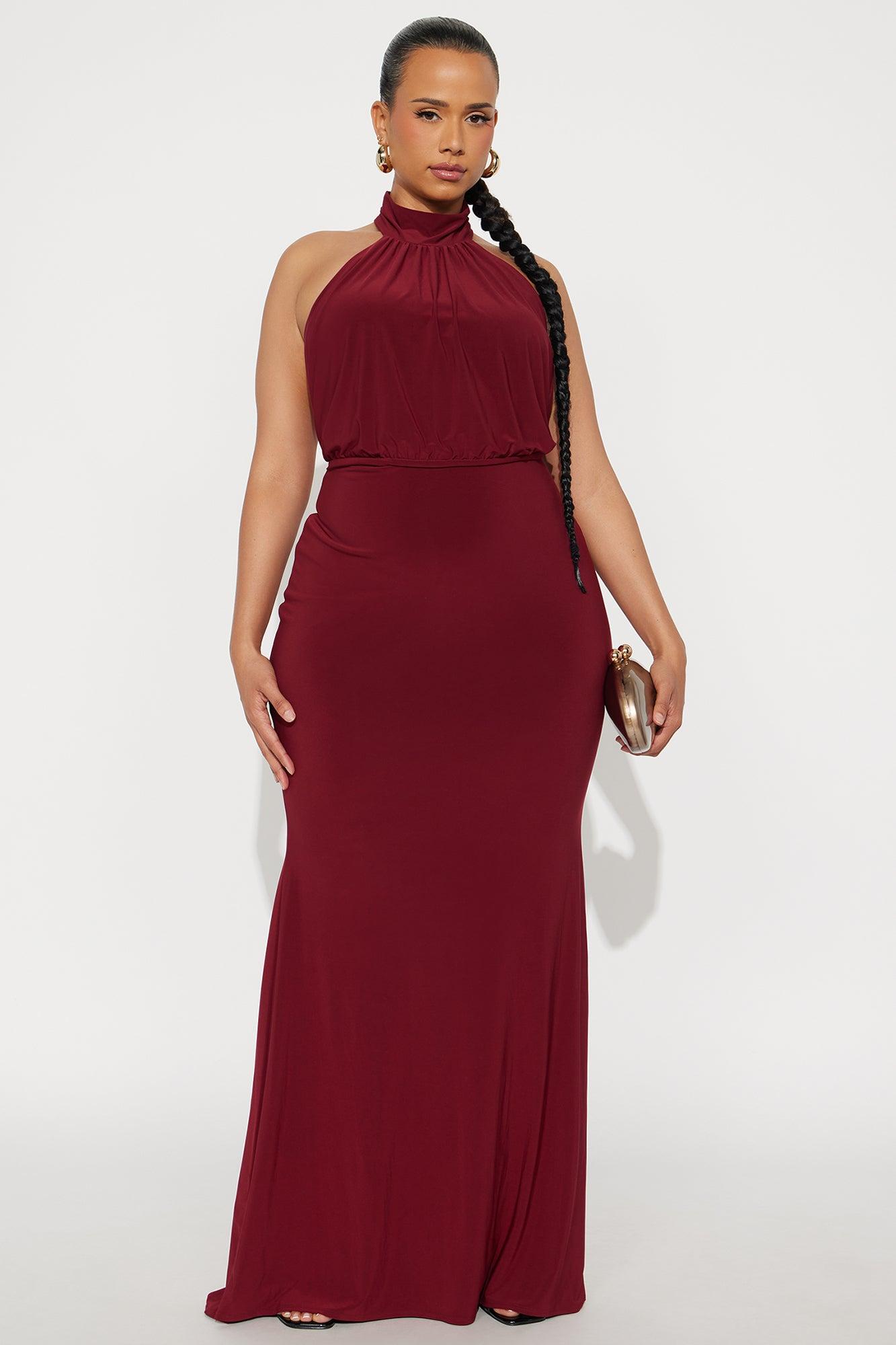 Leia Backless Maxi Dress - Burgundy Female Product Image