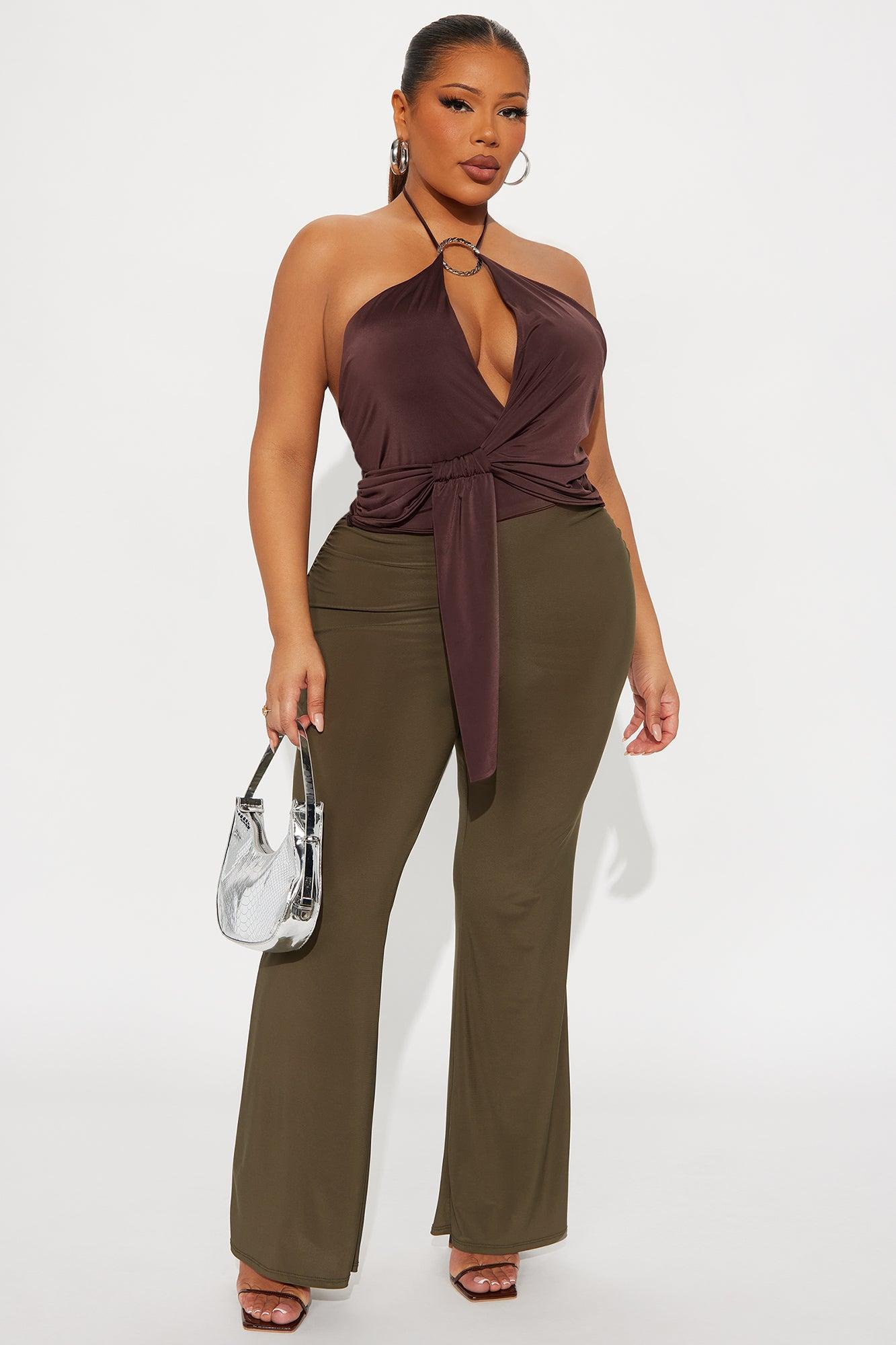 Waiting On You Flare Pant 32″ - Olive Female Product Image