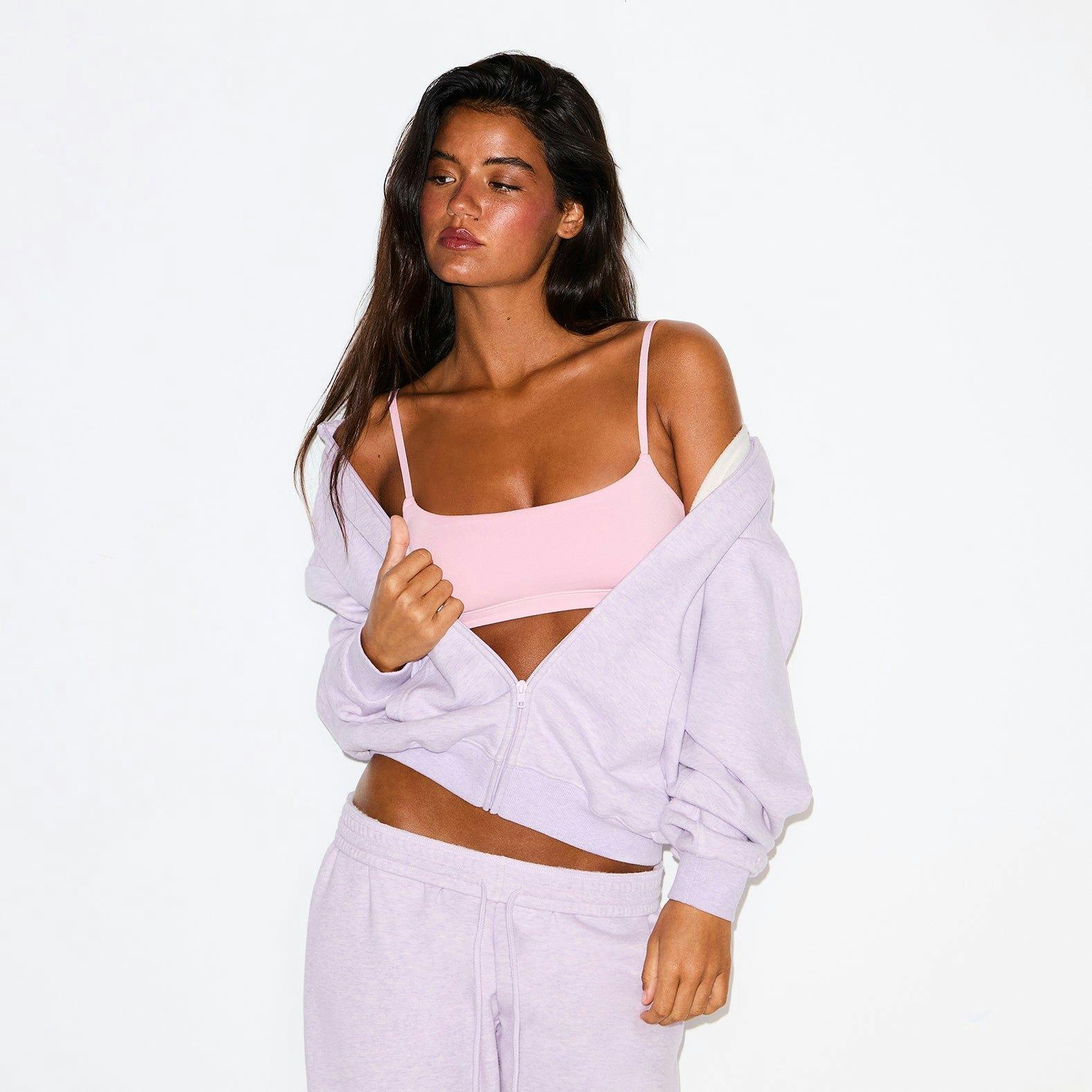 COTTON FLEECE LOW RISE SLIM PANT | PURPLE HEATHER Product Image