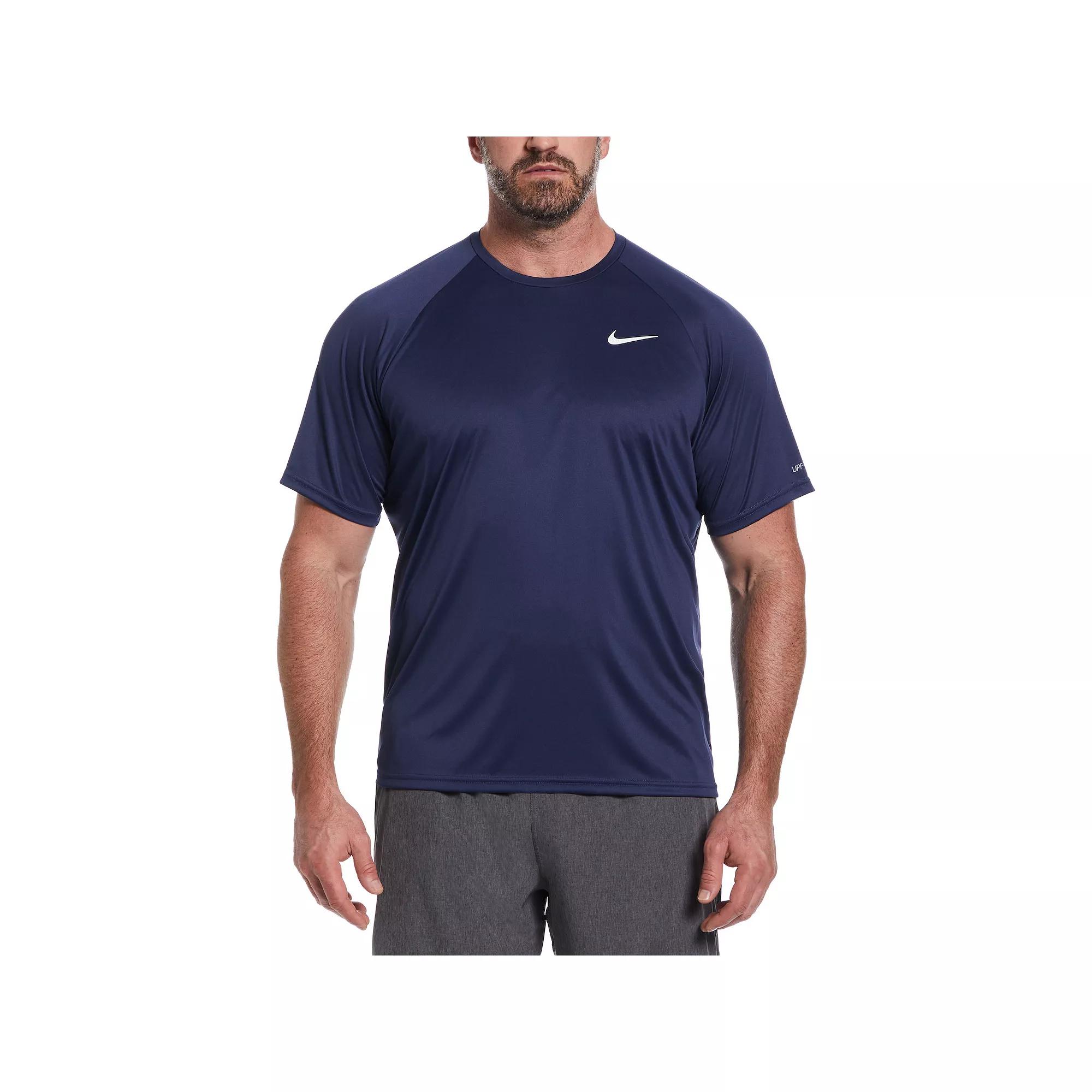Big & Tall Nike Dri-FIT UPF 40+ Hydroguard Swim Tee, Mens Black Navy Product Image
