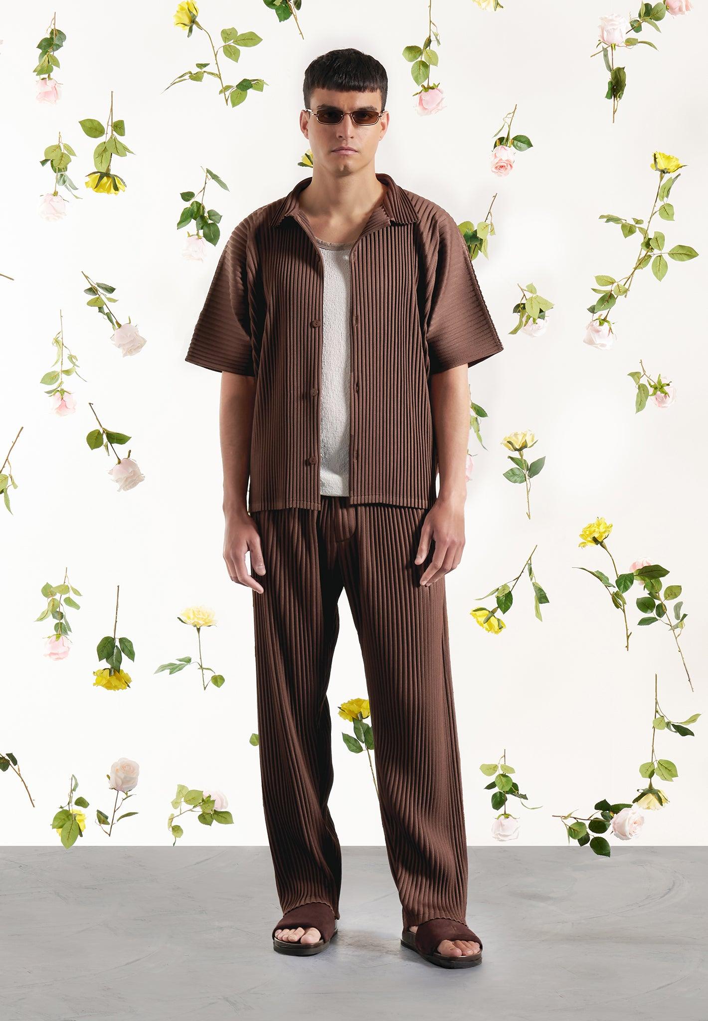 Pascal - Pleated Shirt - Brown Male Product Image