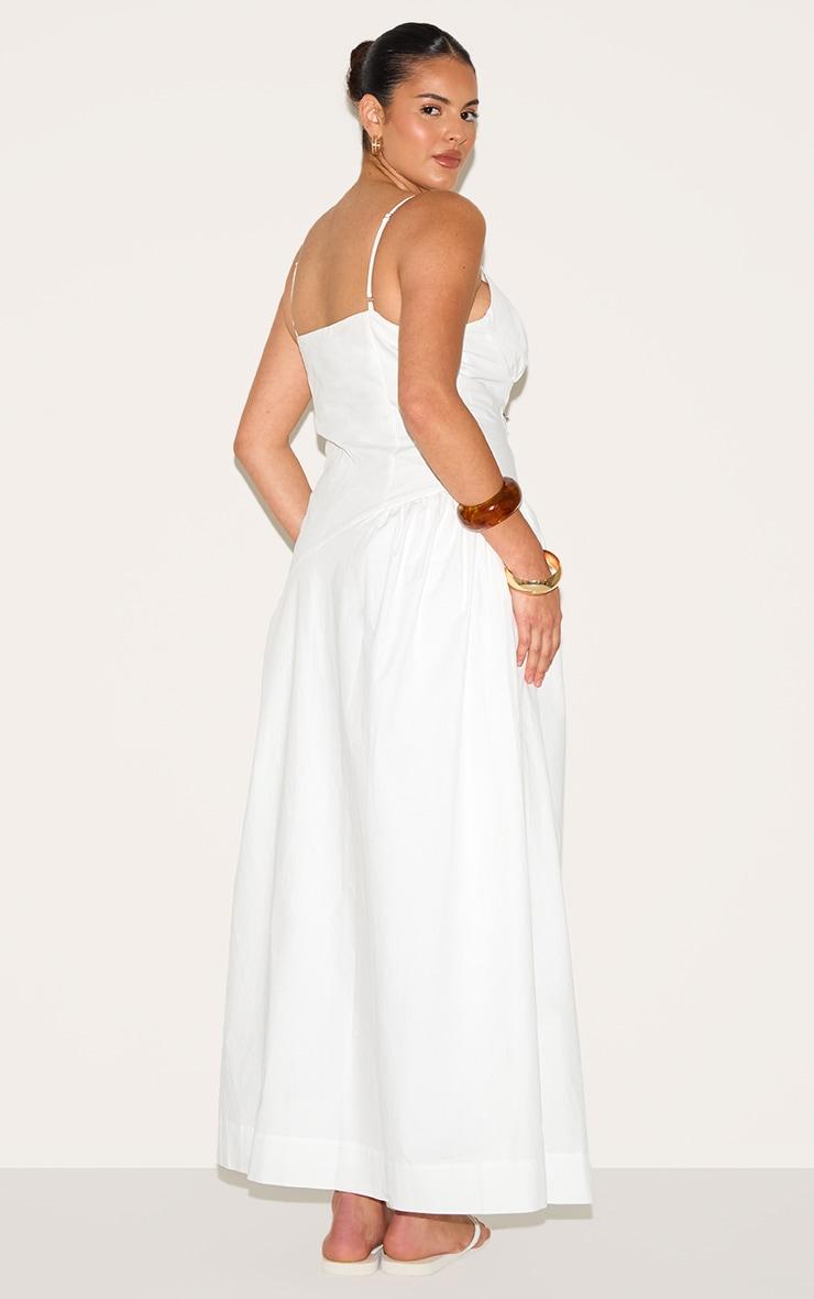 Plus White Plunge Asymmetric Detail Midaxi Dress Product Image