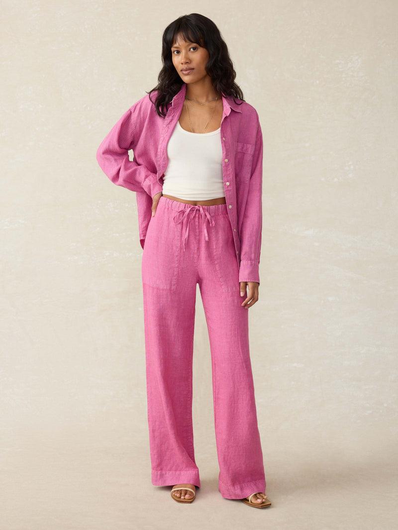 Laidback Linen Pant - Ibis Rose Stripe Product Image