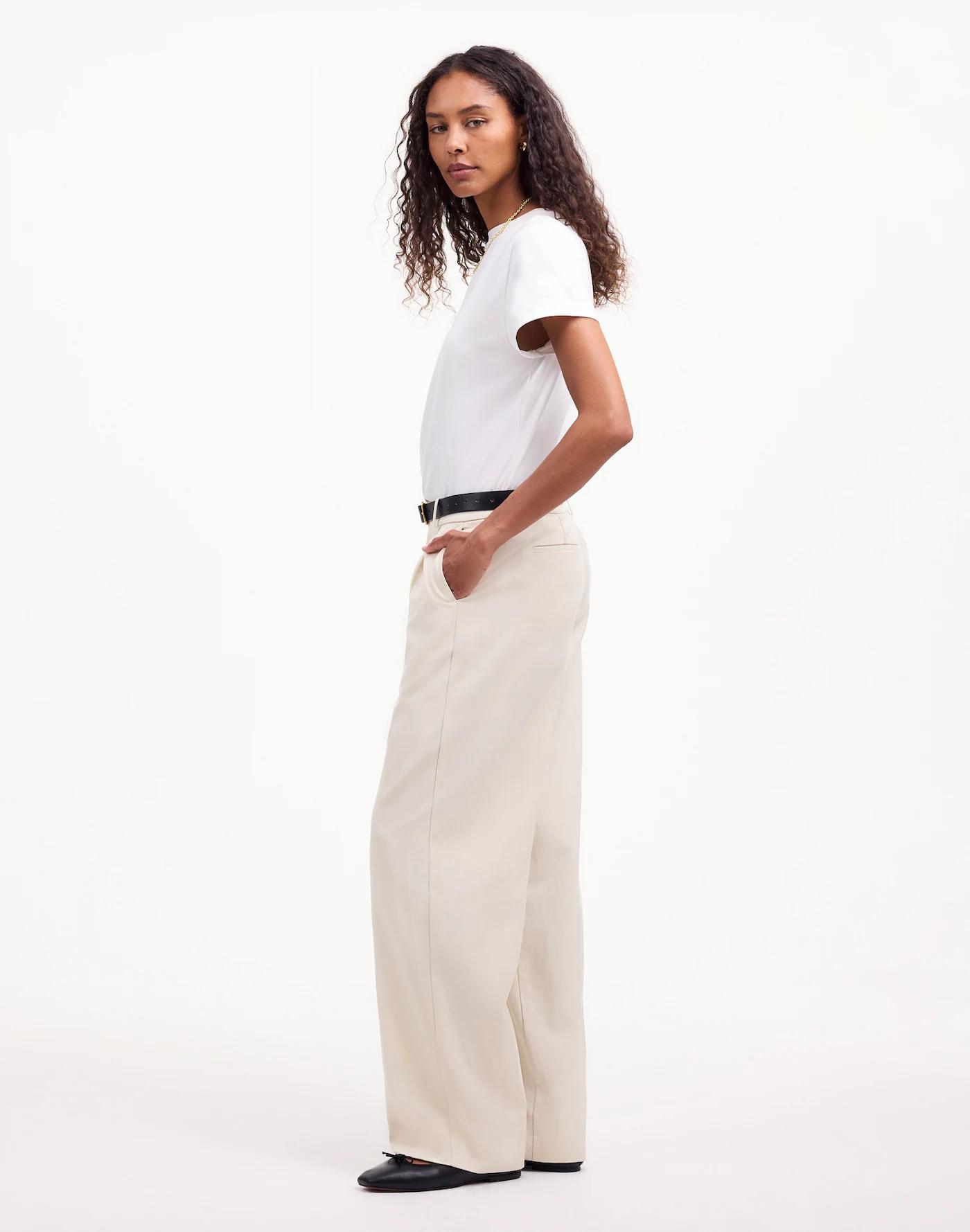 Petite Slouchy Straight Pants in Drapey Twill Product Image