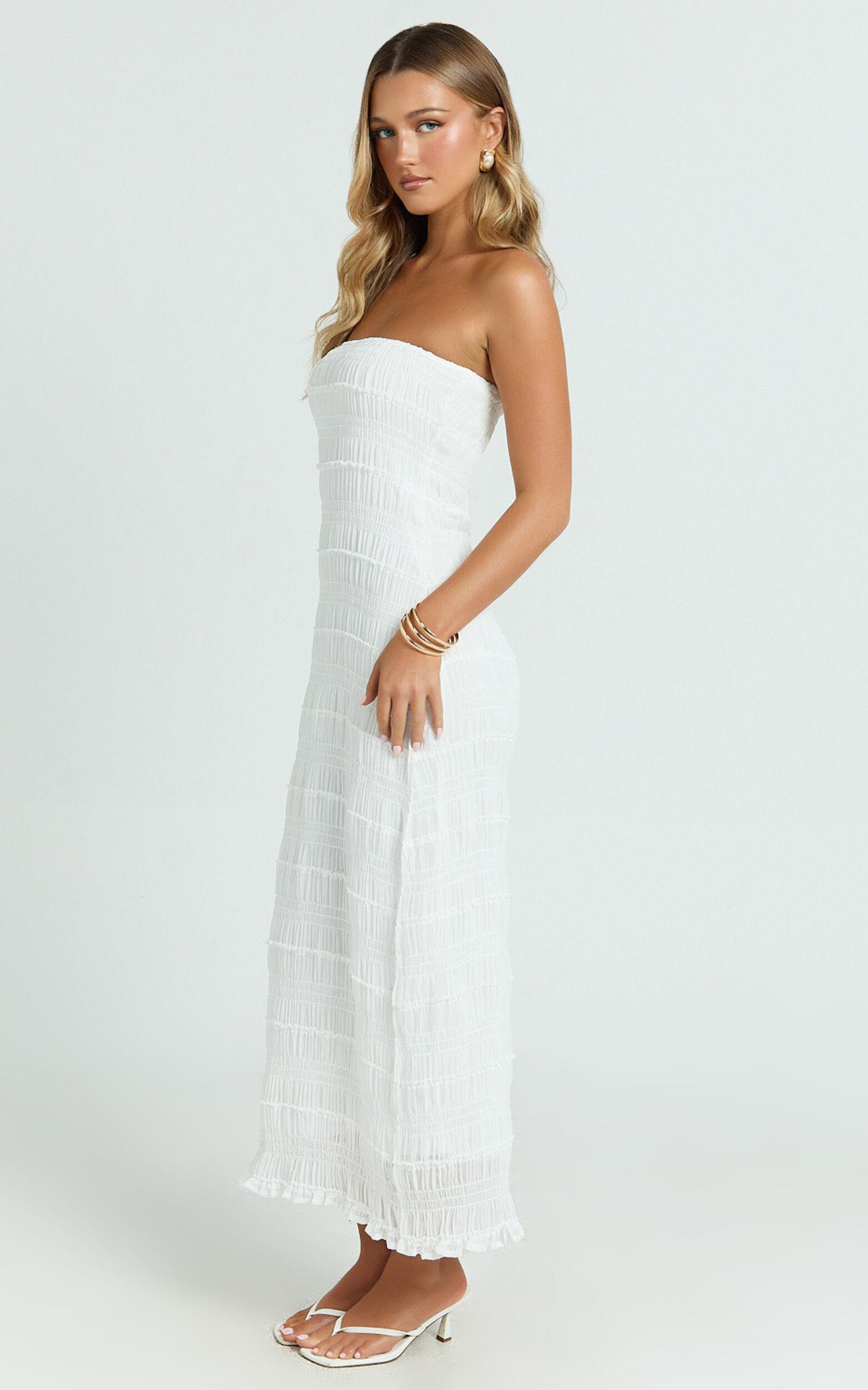 Jovi Maxi Dress - Ruched Column Dress in White Product Image