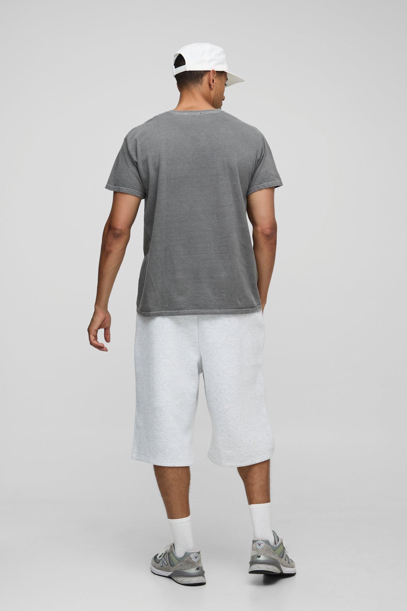 Regular Fit MAN Script Embroidered Washed T-shirt | boohooMAN USA Product Image