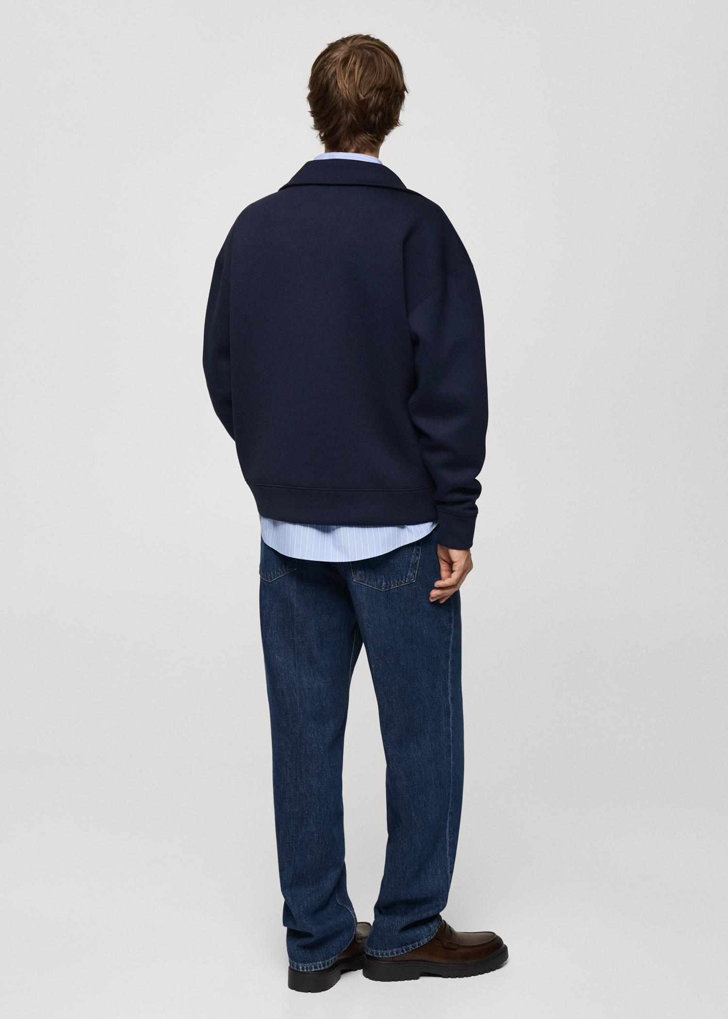 Relaxed-fit sweatshirt with zip collar - Men | MANGO USA Product Image