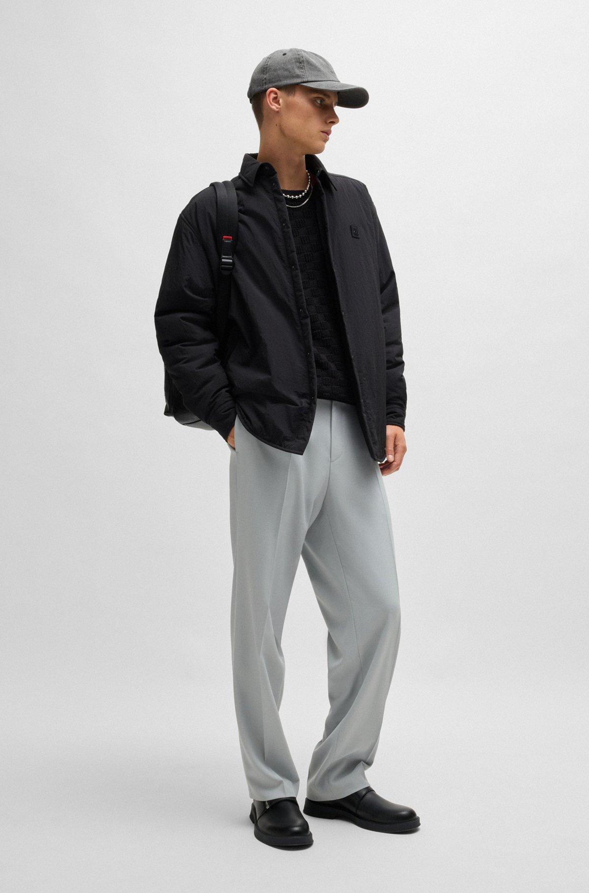 HUGO - Leather monk shoes with quarter zip - Black Product Image