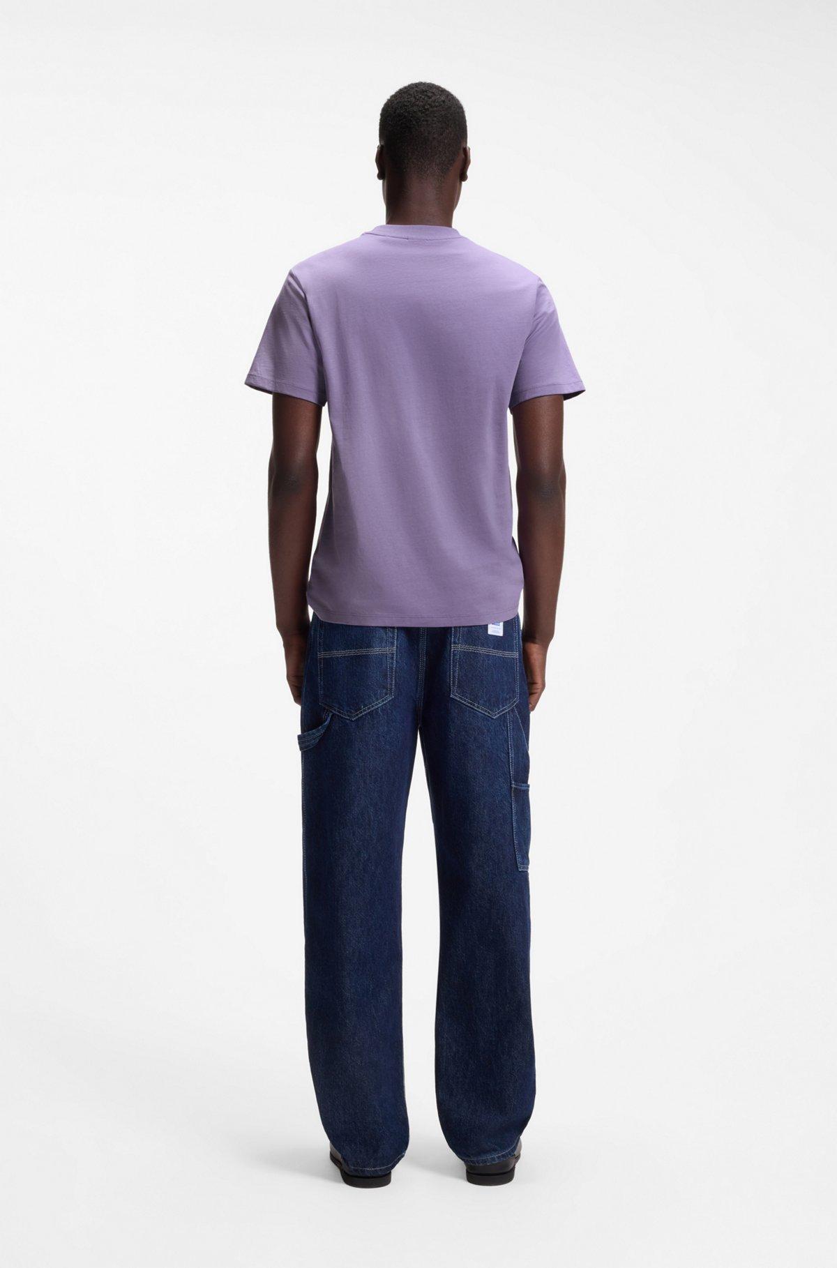 Cotton-jersey T-shirt with Happy HUGO logo Product Image