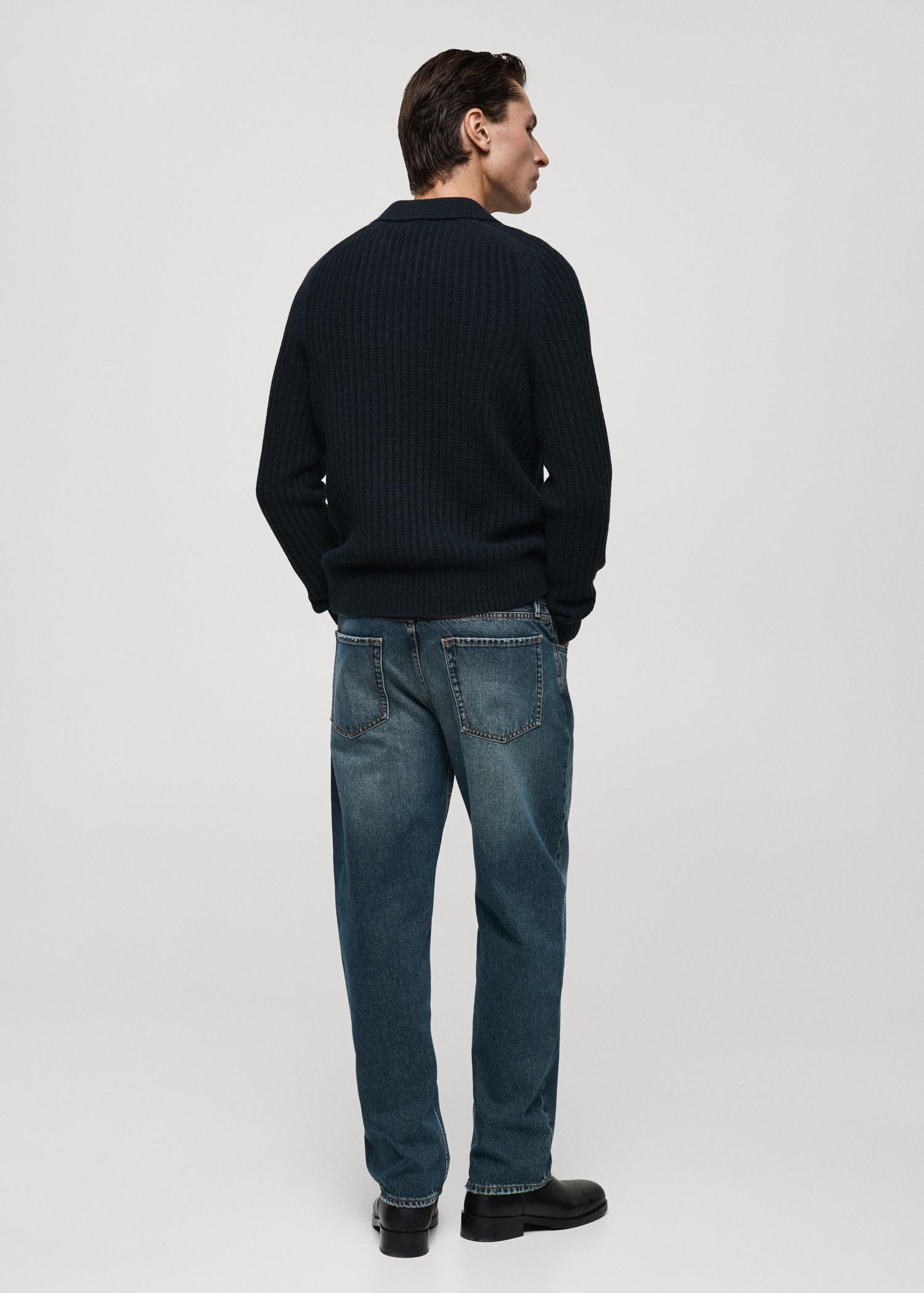Ribbed polo-neck sweater - Men | MANGO USA Product Image