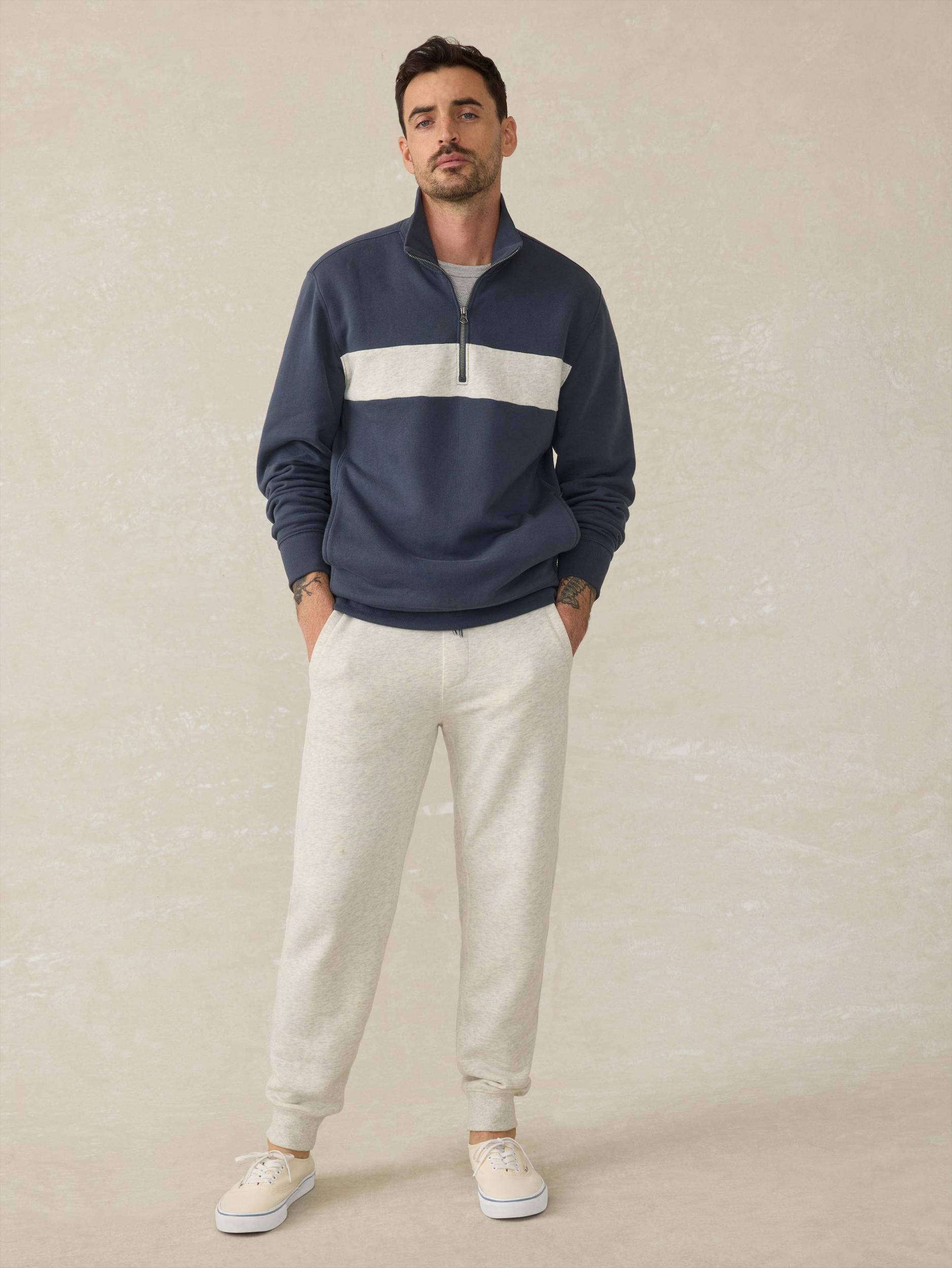 High Standard Fleece Quarter Zip - Blue Nights Surf Stripe Male Product Image
