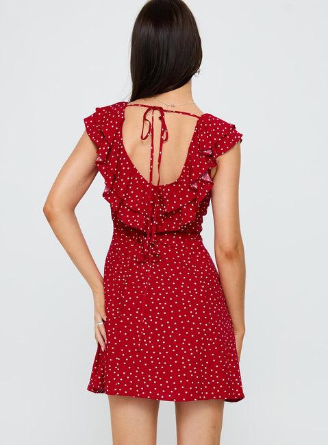 Cherry Schnapps Flutter Mini Dress Red Polka Product Image
