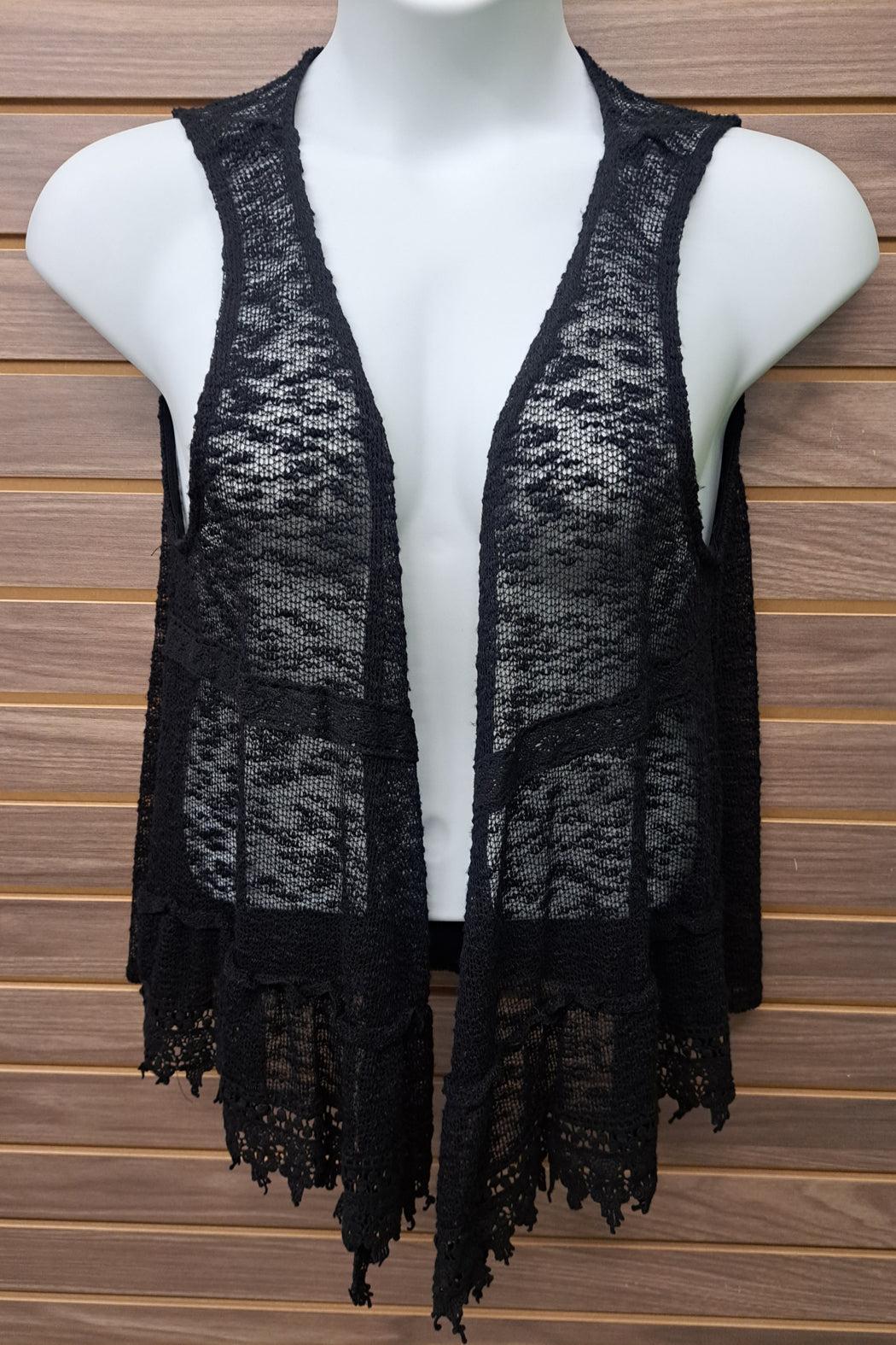 Black Lace Bottom Vest Product Image
