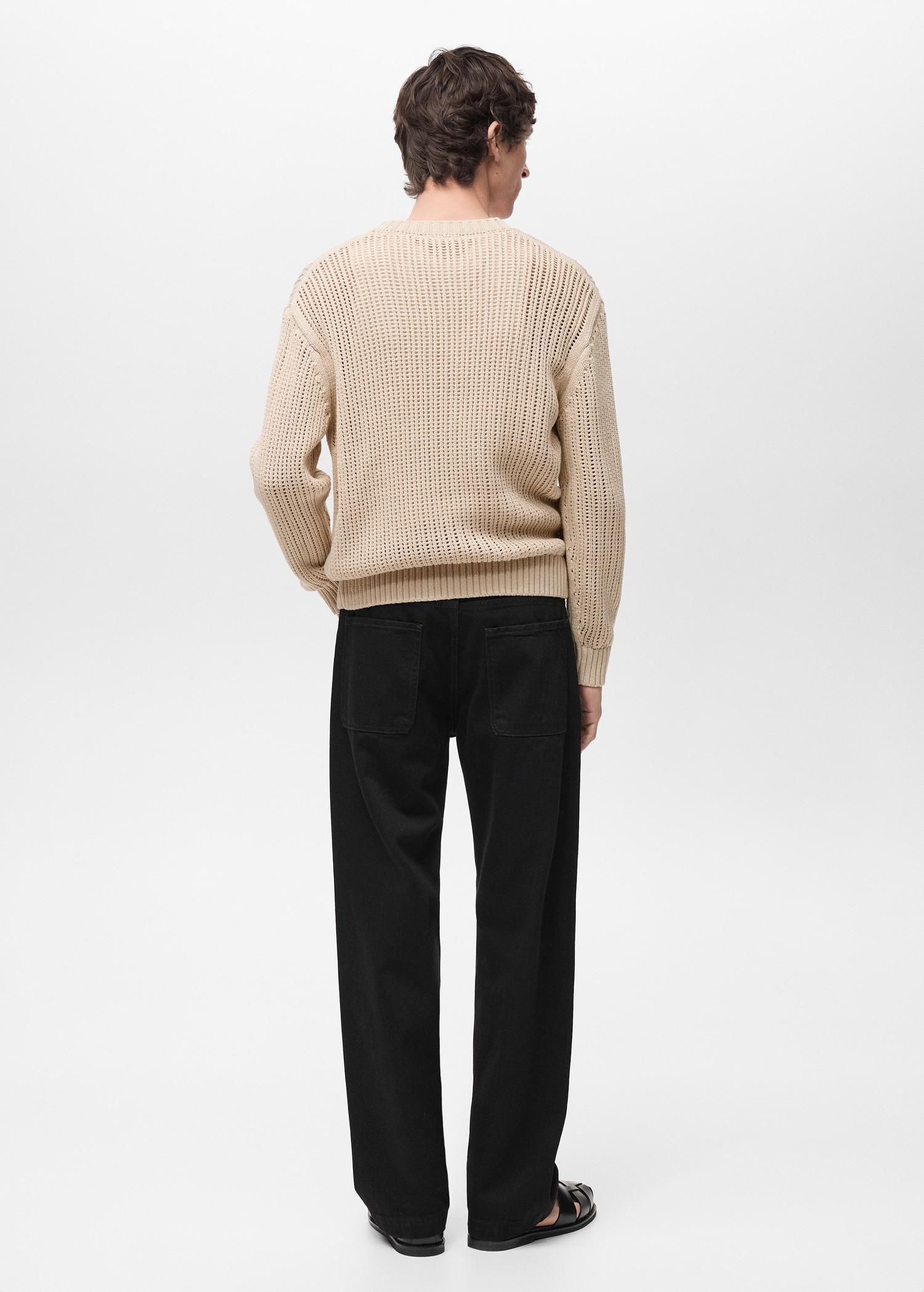 100% cotton openwork knitted sweater - Men | MANGO USA Product Image