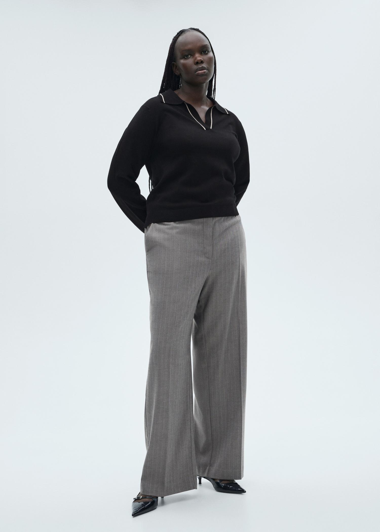 Sweater with contrasting lapels and trims - Women | MANGO USA Product Image