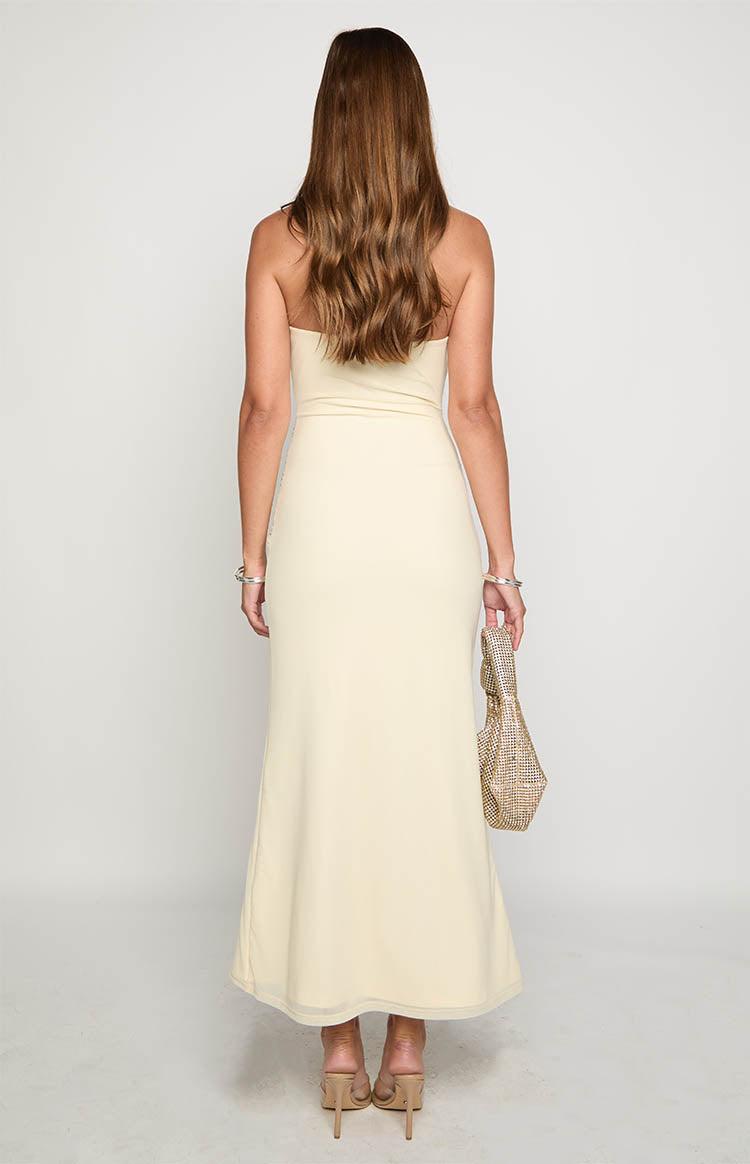 Krissy Cream Mesh Strapless Maxi Dress Product Image