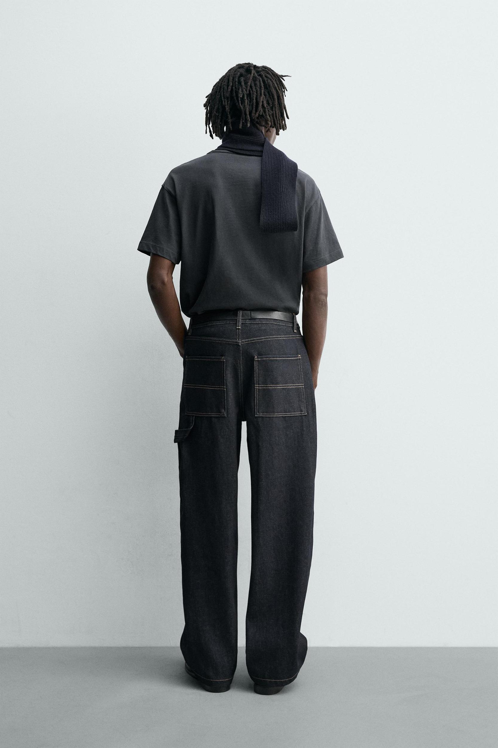 BAGGY FIT CARPENTER JEANS WITH TOPSTITCHING Product Image