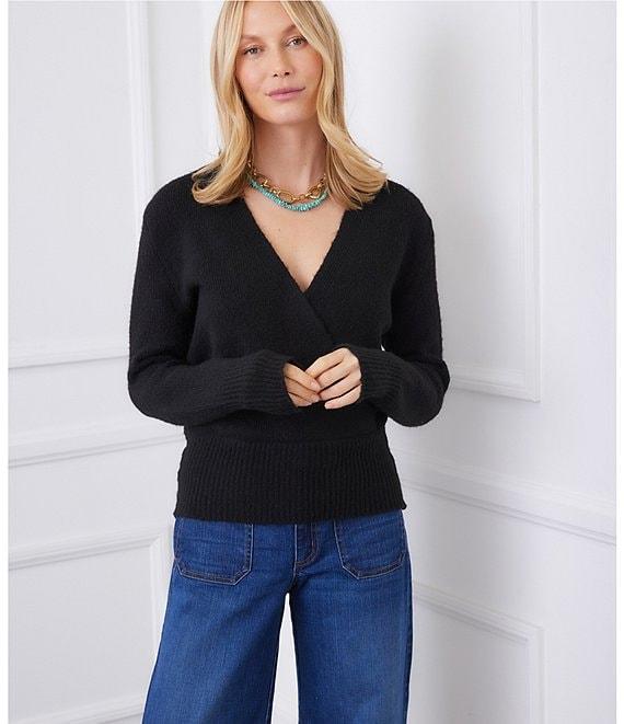 Karen Kane Knit Long Sleeve Faux Wrap Top Product Image