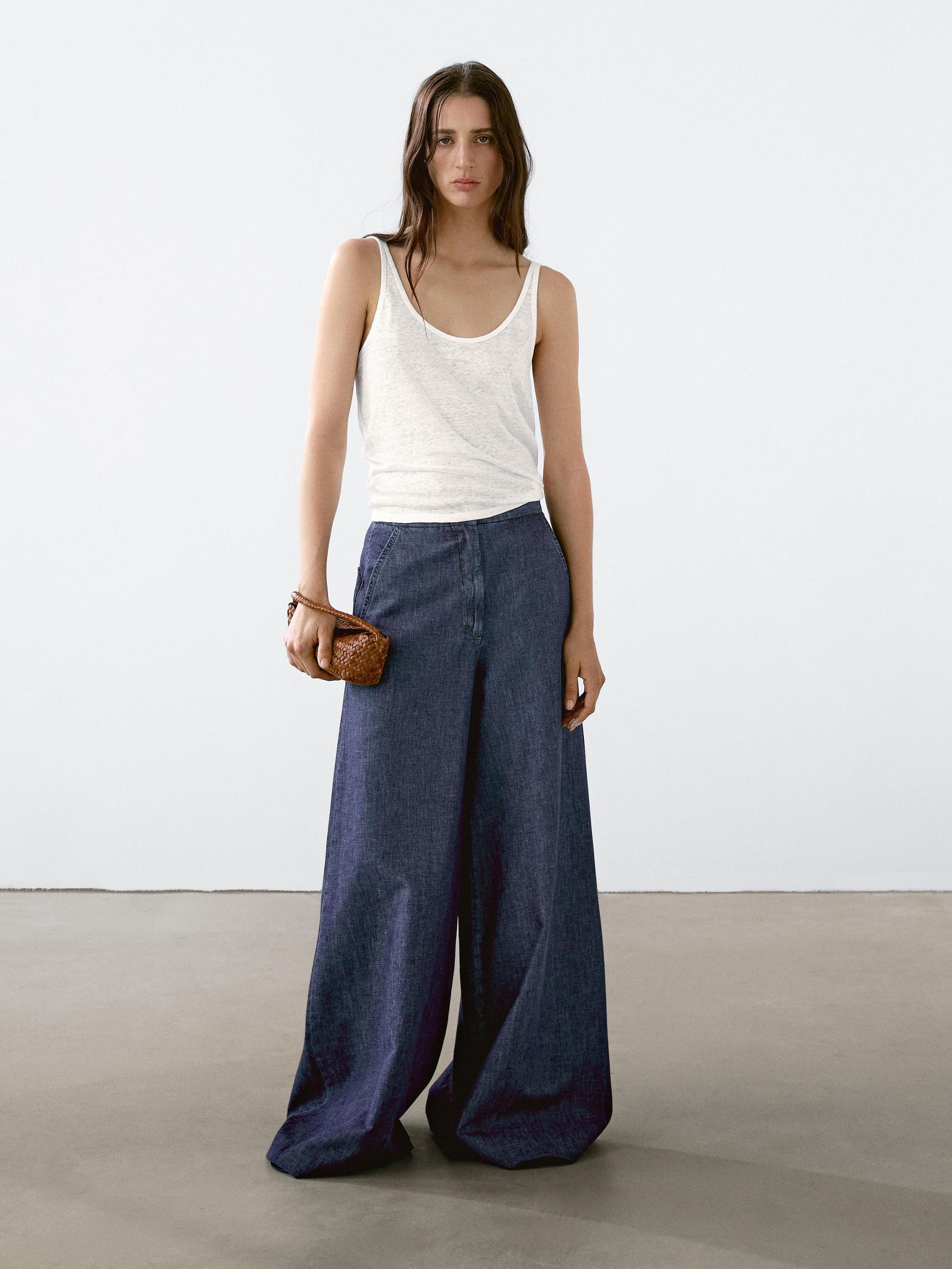 100% linen strappy top Product Image