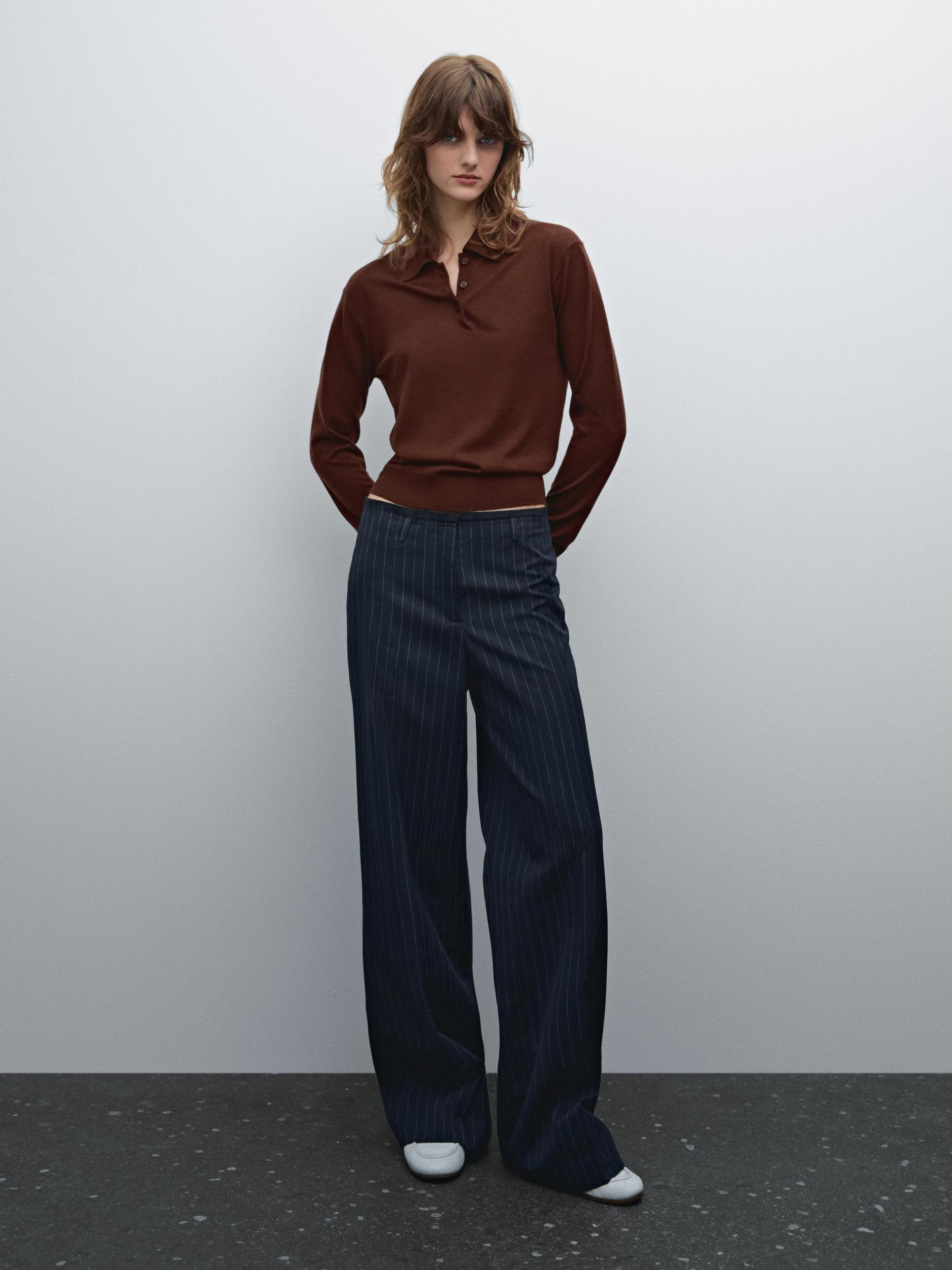 100% wool polo collar sweater with buttons Product Image