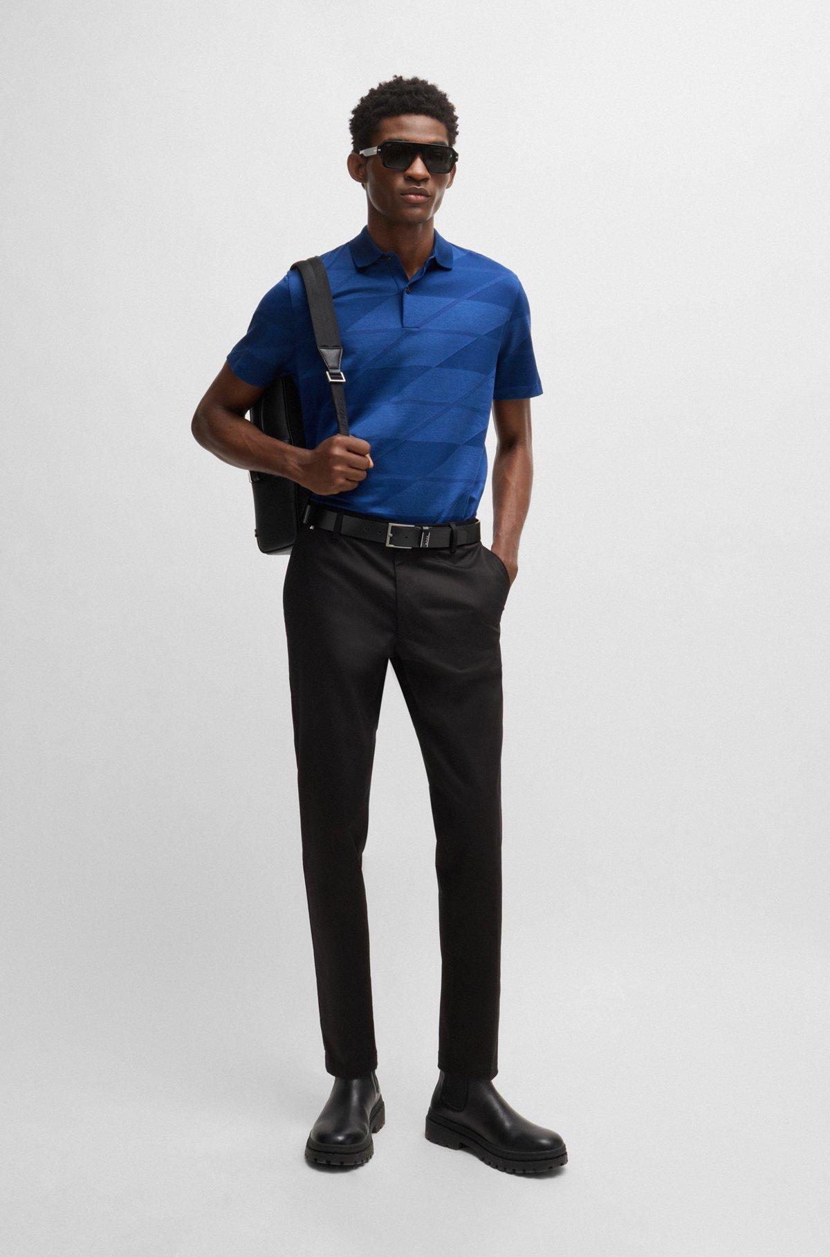 Mercerized-cotton polo shirt with jacquard pattern Product Image