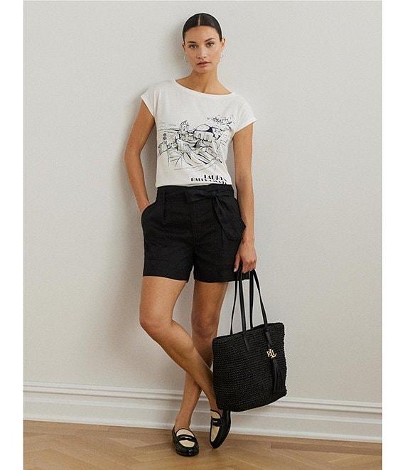 Lauren Ralph Lauren Cotton Blend Jersey Boat Neck Short Sleeve Graphic T-Shirt Product Image