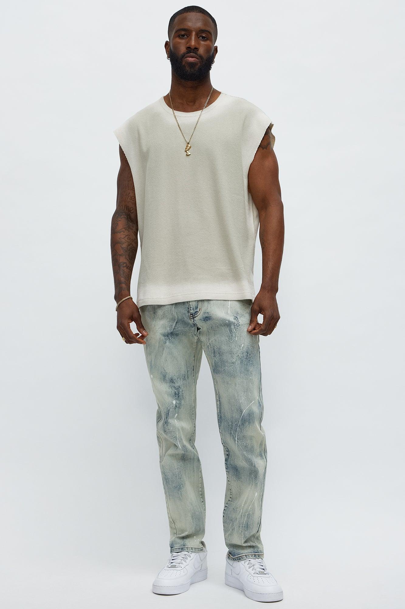 Relaxed Washed Muscle Tank - Grey Male Product Image