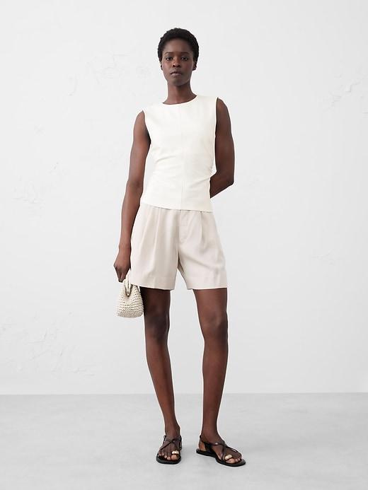 Shirred-Waist Ponte Top Product Image