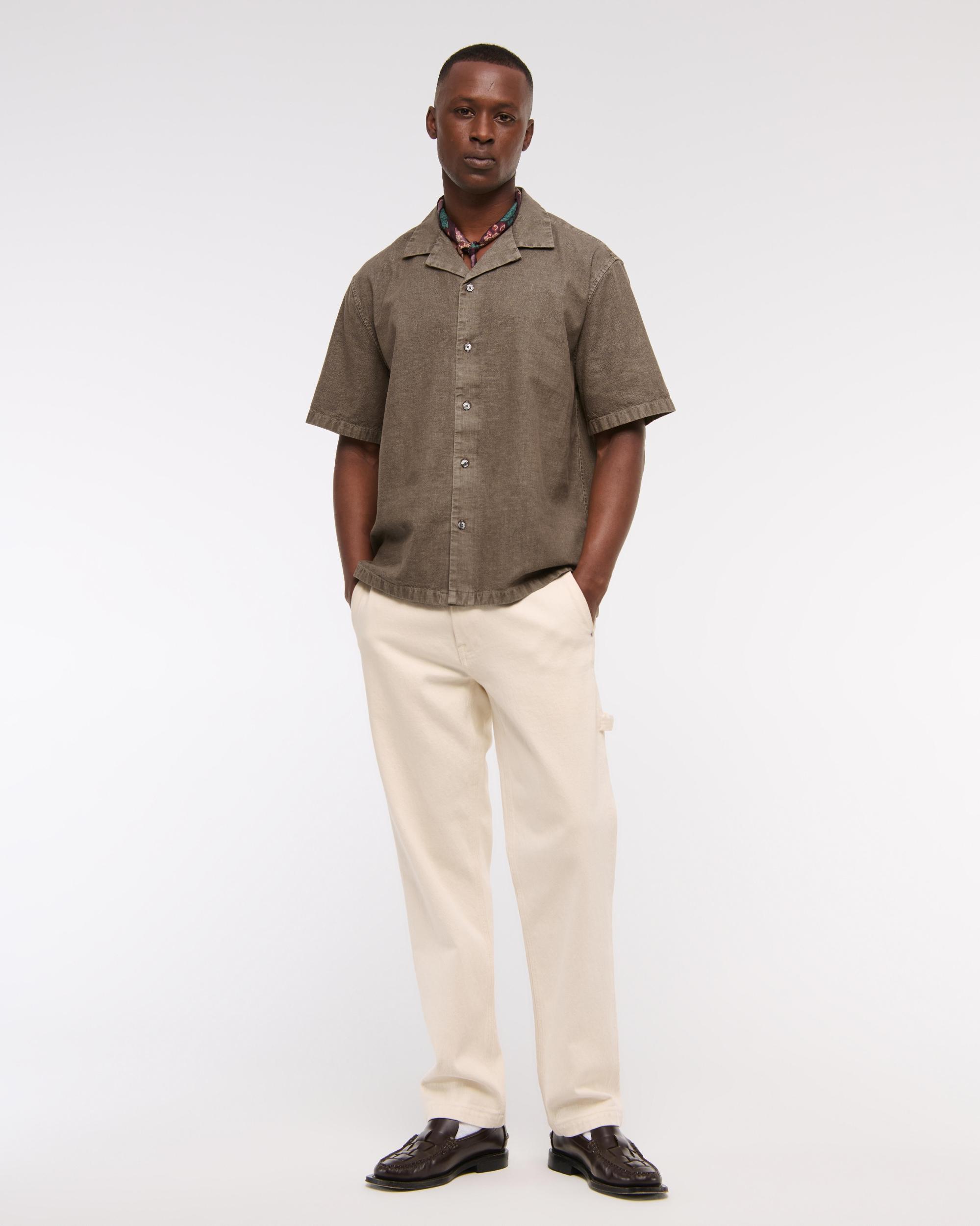 Camp Collar Summer Linen-Blend Shirt Product Image