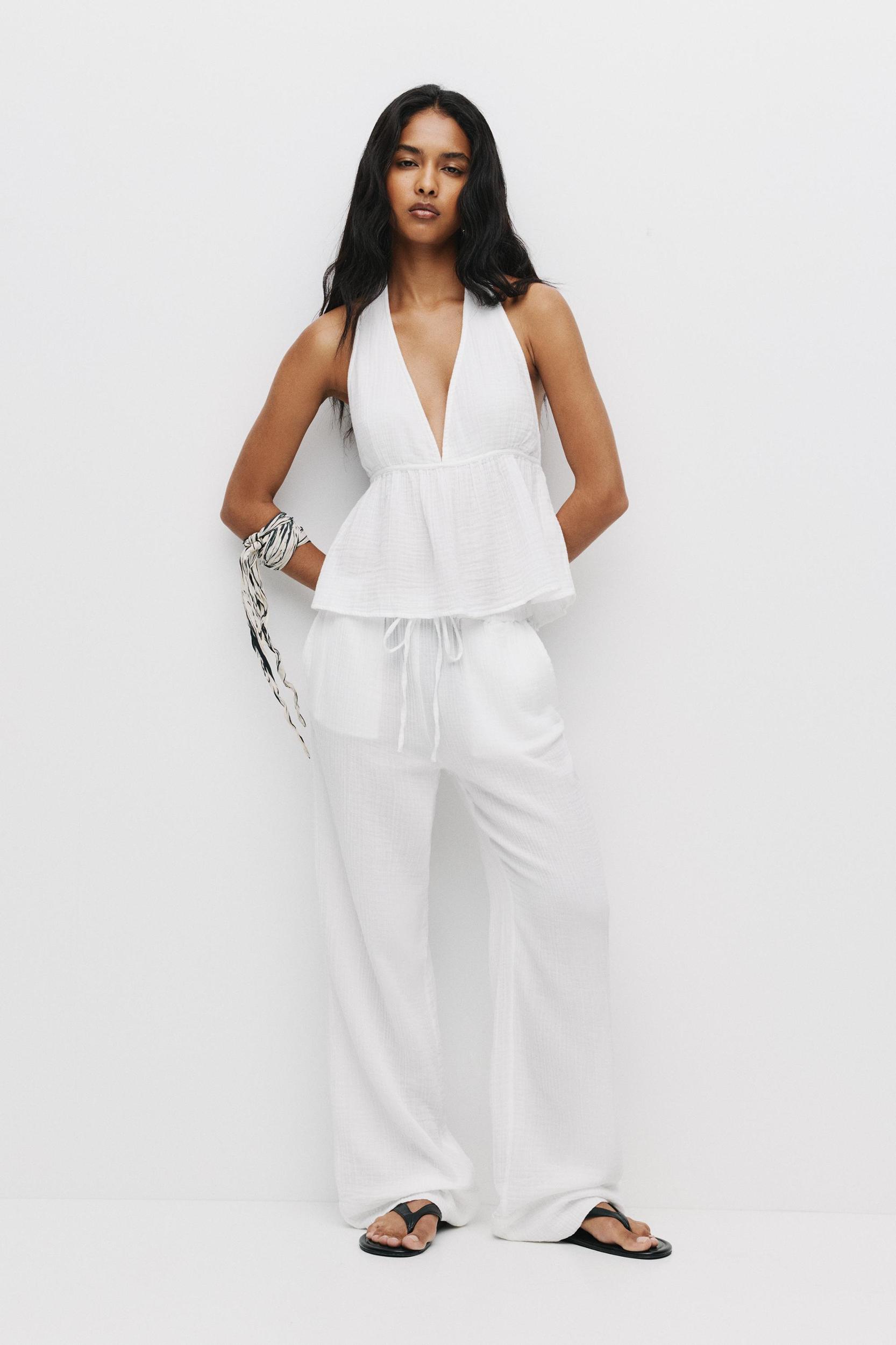 Textured rustic halter top Product Image