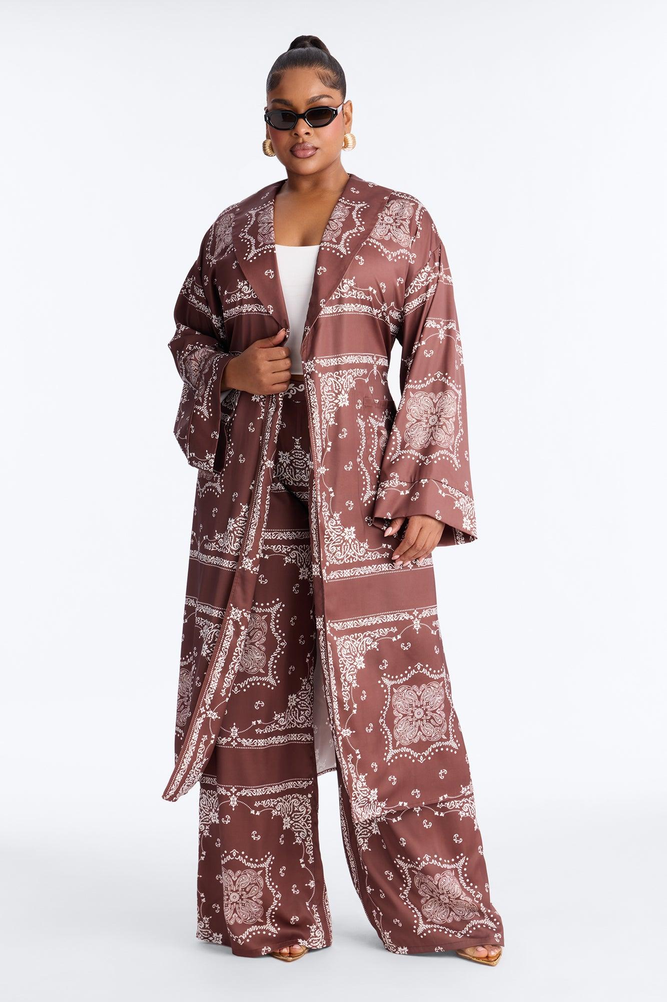 Breanna Bandana Print Pant Set - Brown Female Product Image