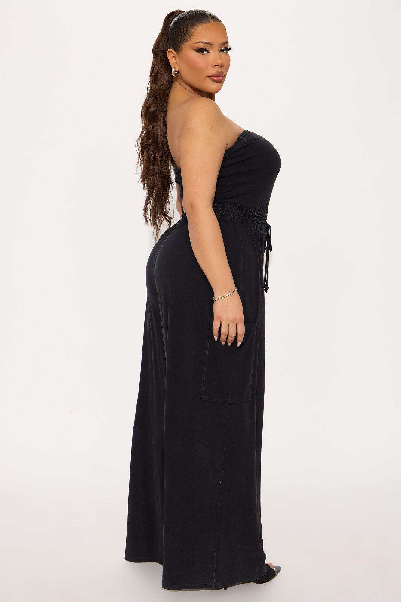 Lounge With Me Washed Jumpsuit - Black Product Image