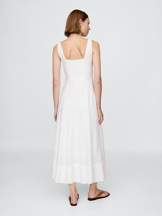 Linen-Blend Square-Neck Maxi Dress Product Image