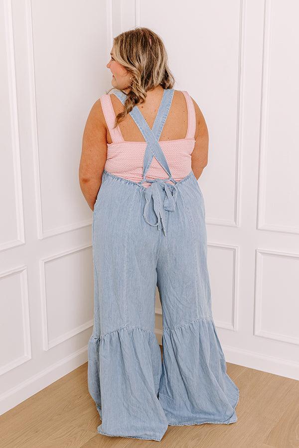Downtown Nashville Denim Wide Leg Jumpsuit Curves Product Image