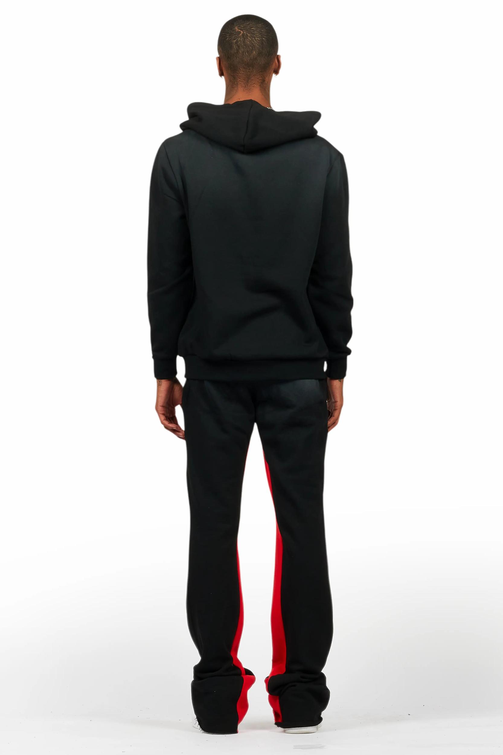 HDStar Black/Red Hoodie/Baggy Track Pant Set Male Product Image
