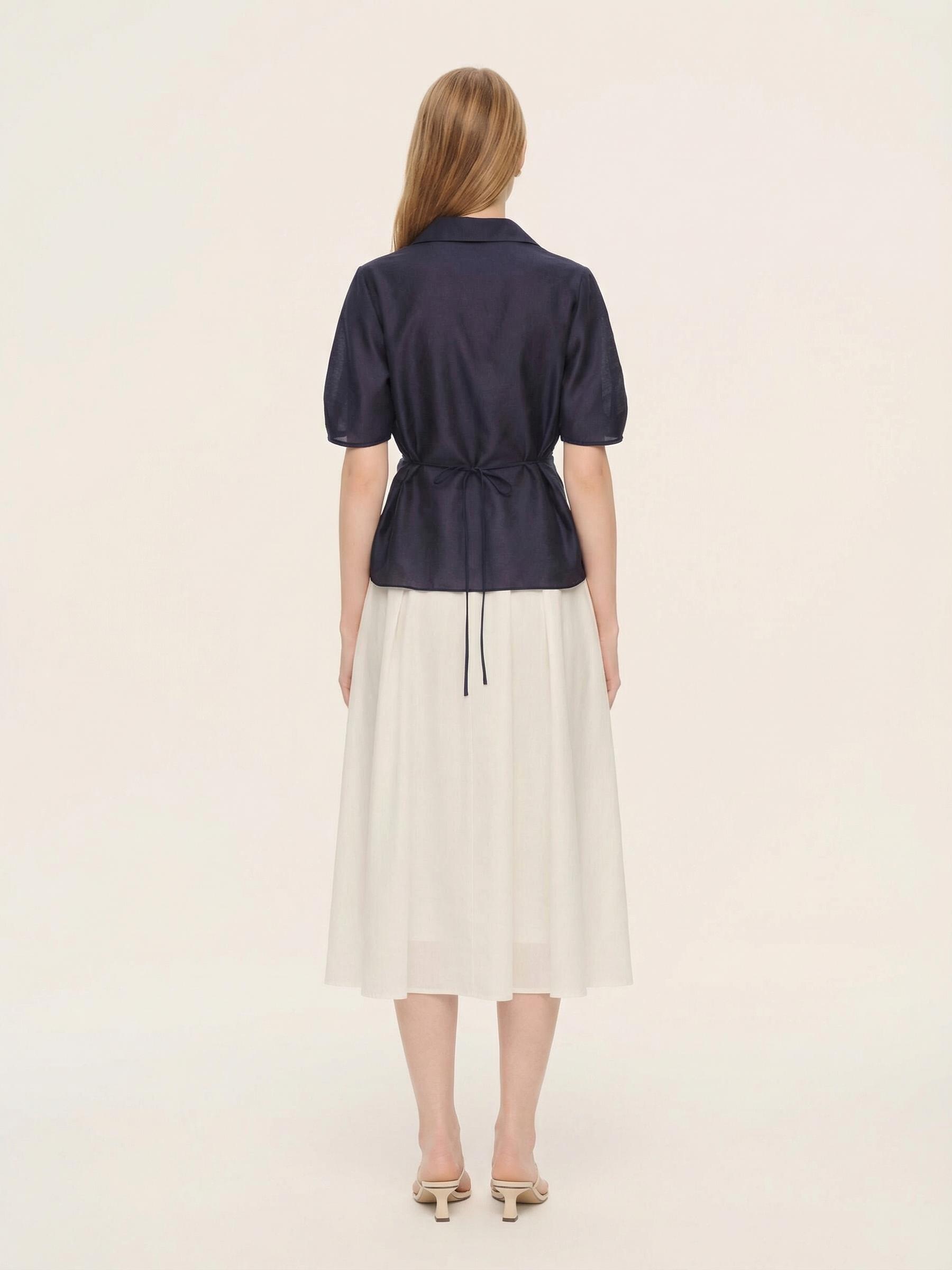 Tencel Blend Twist Front Women Blouse Product Image