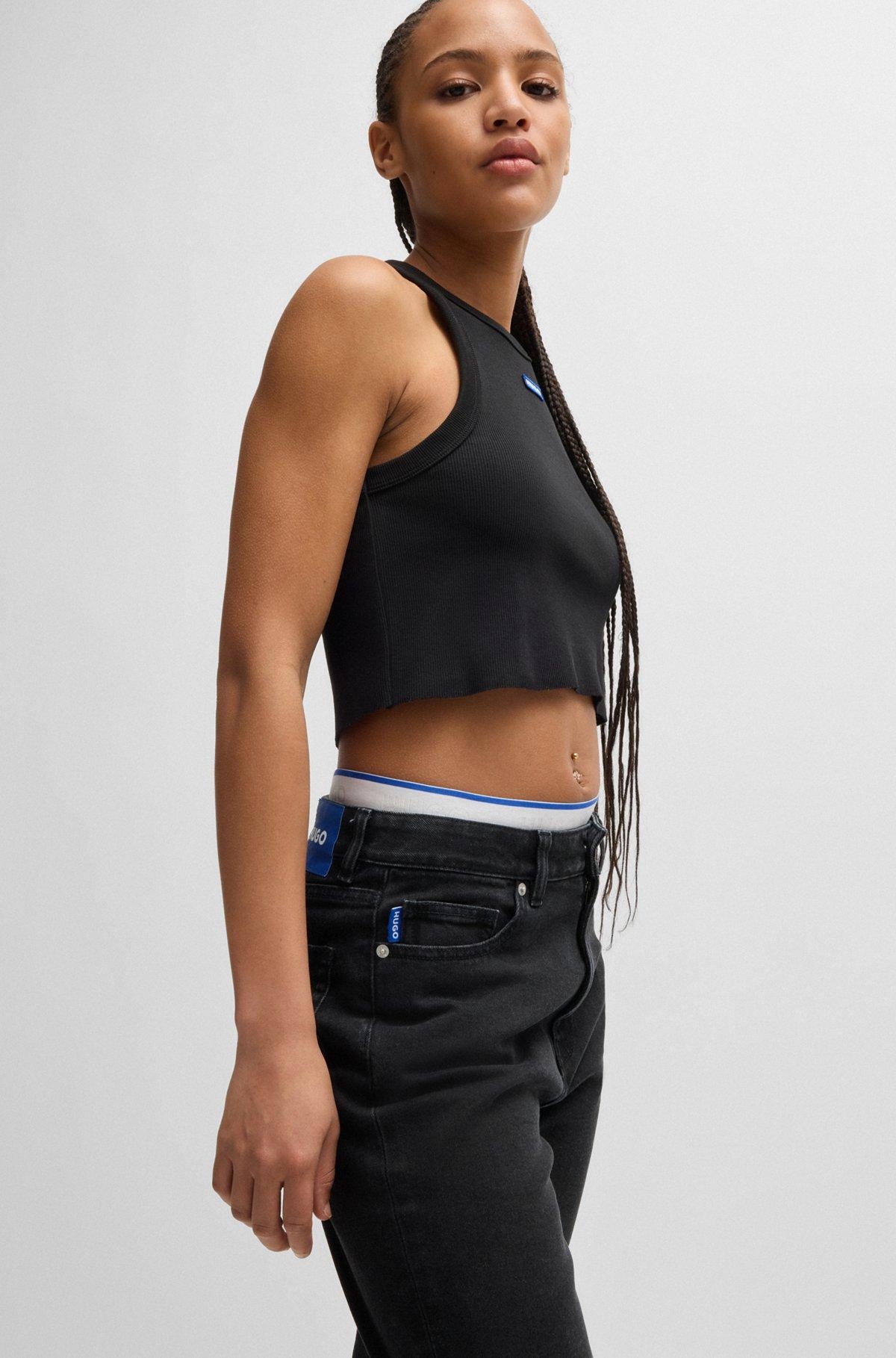 Mom-fit jeans in black rinse-wash denim Product Image