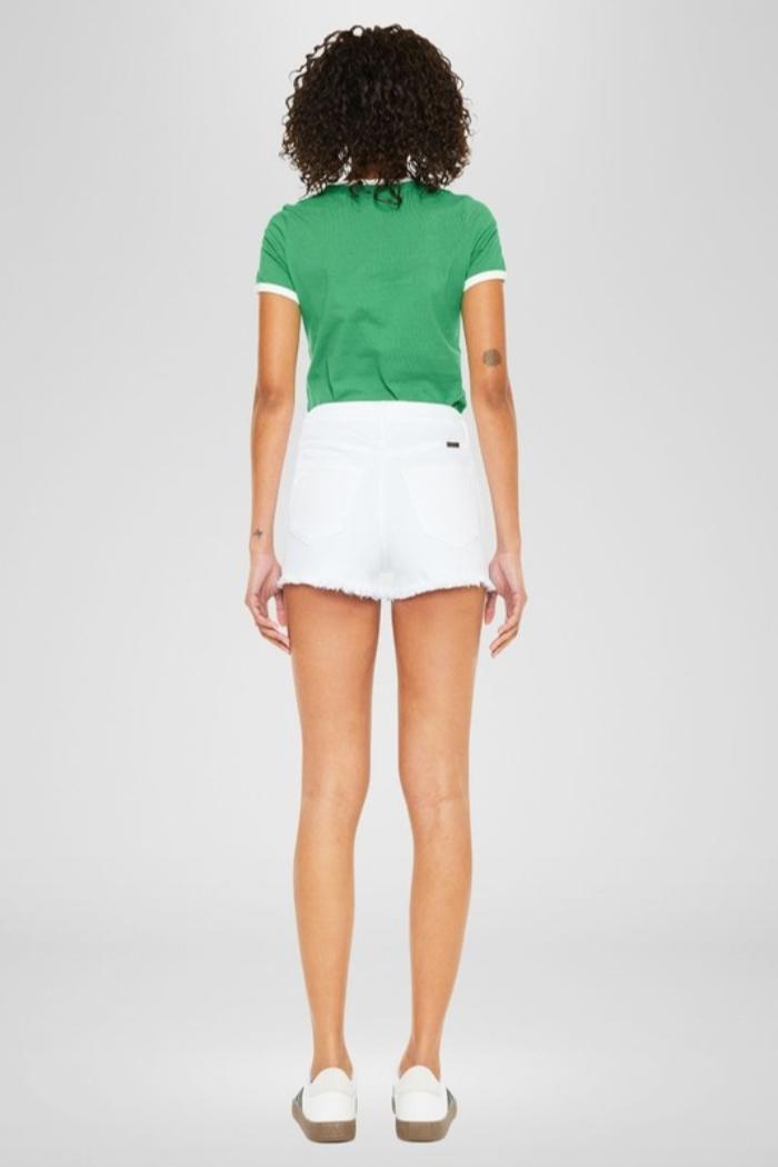 High Rise White Denim Shorts Product Image