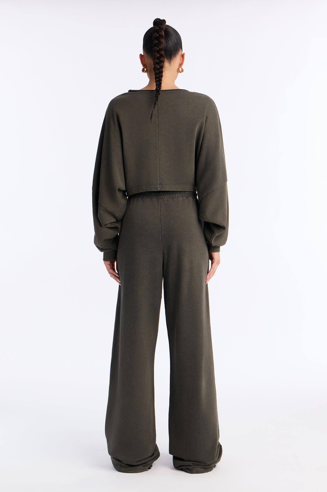 Everyday Vibe Washed Pant Set - Dark Olive Female Product Image