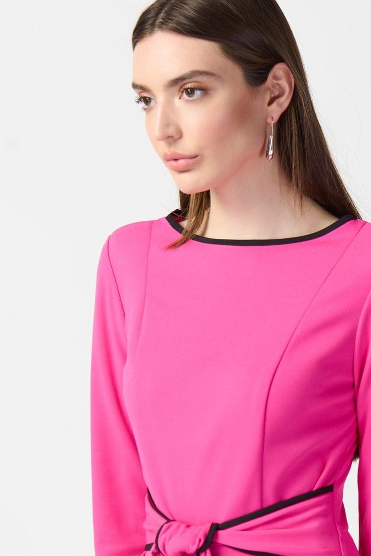 Scuba Crepe Sheath Dress- Ultra Pink/Black Product Image