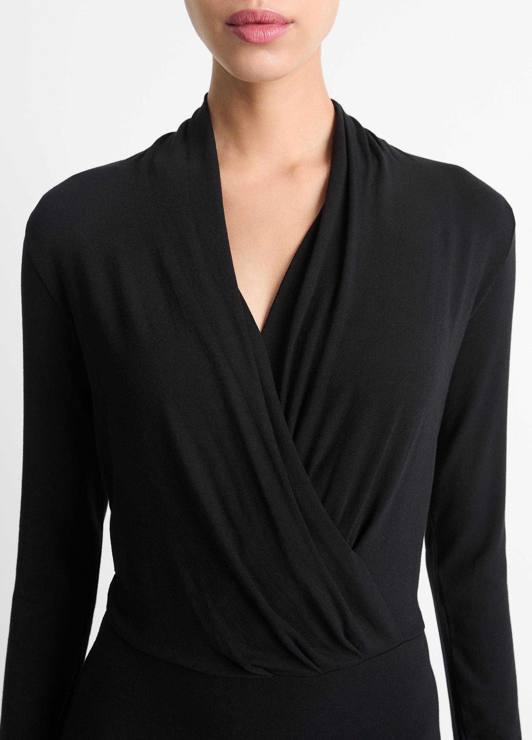 Long-Sleeve Crossover Dress Product Image