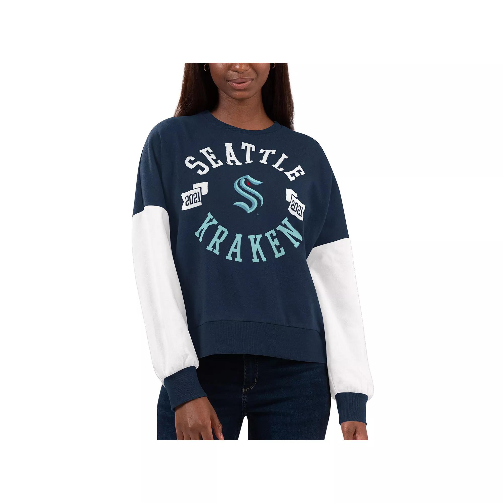 Women's G-III 4Her by Carl Banks Deep Sea Blue Seattle Kraken Team Pride Pullover Sweatshirt,  Product Image