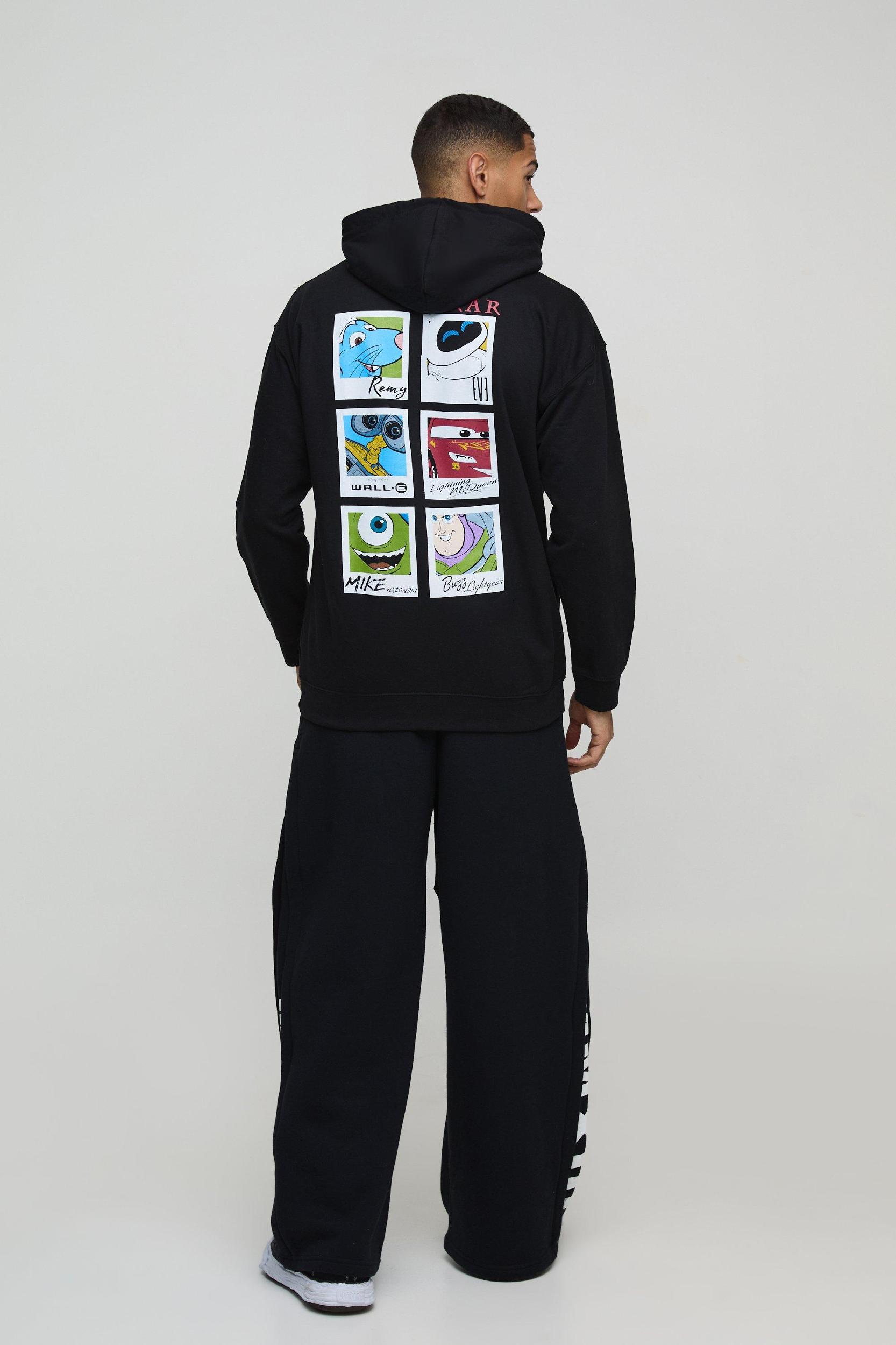 Oversized Disney Pixar Multi Character License Print Hoodie | boohooMAN USA Product Image