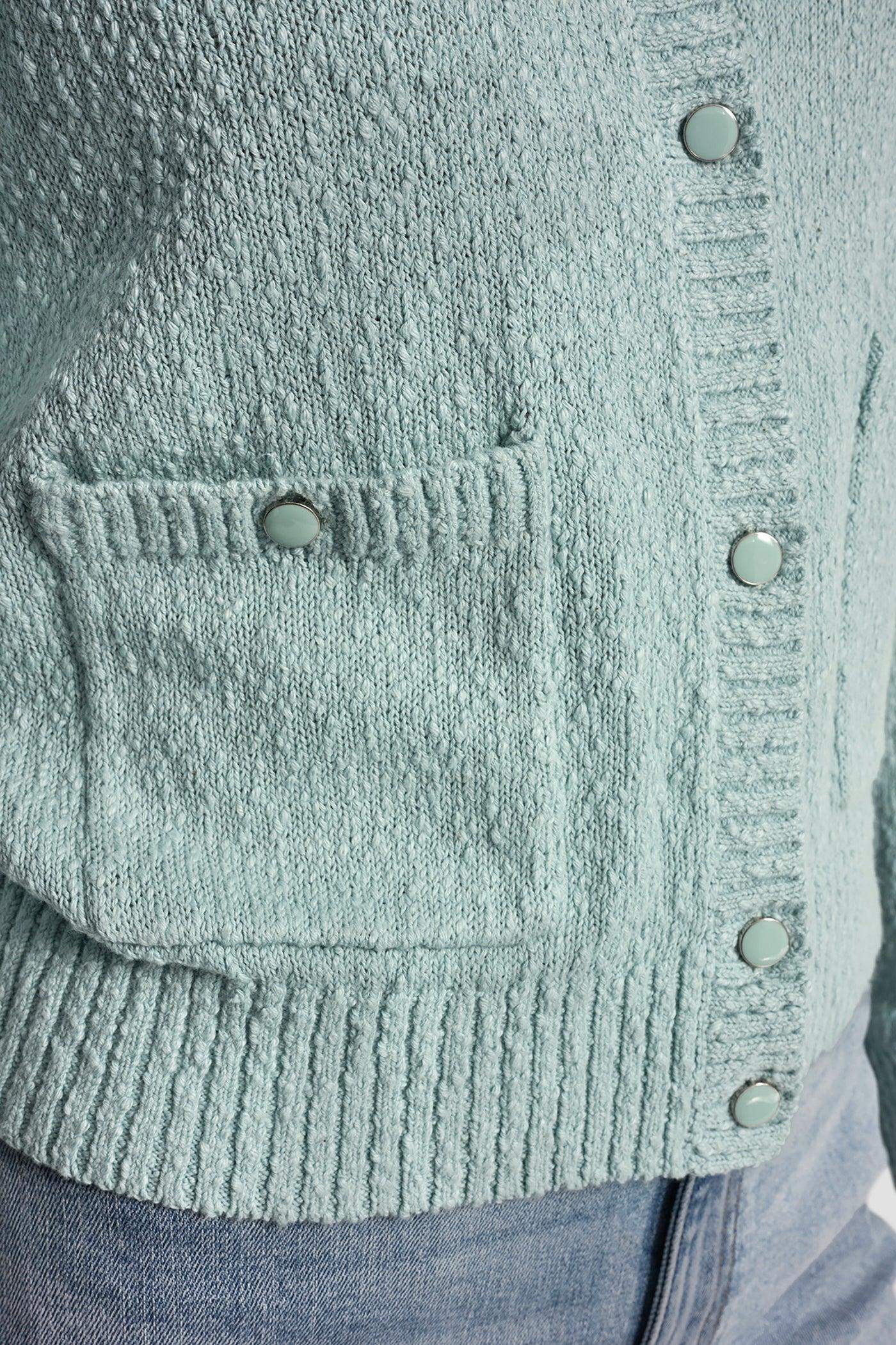 CREW NECK CARDIGAN WITH PATCH POCKETS Product Image