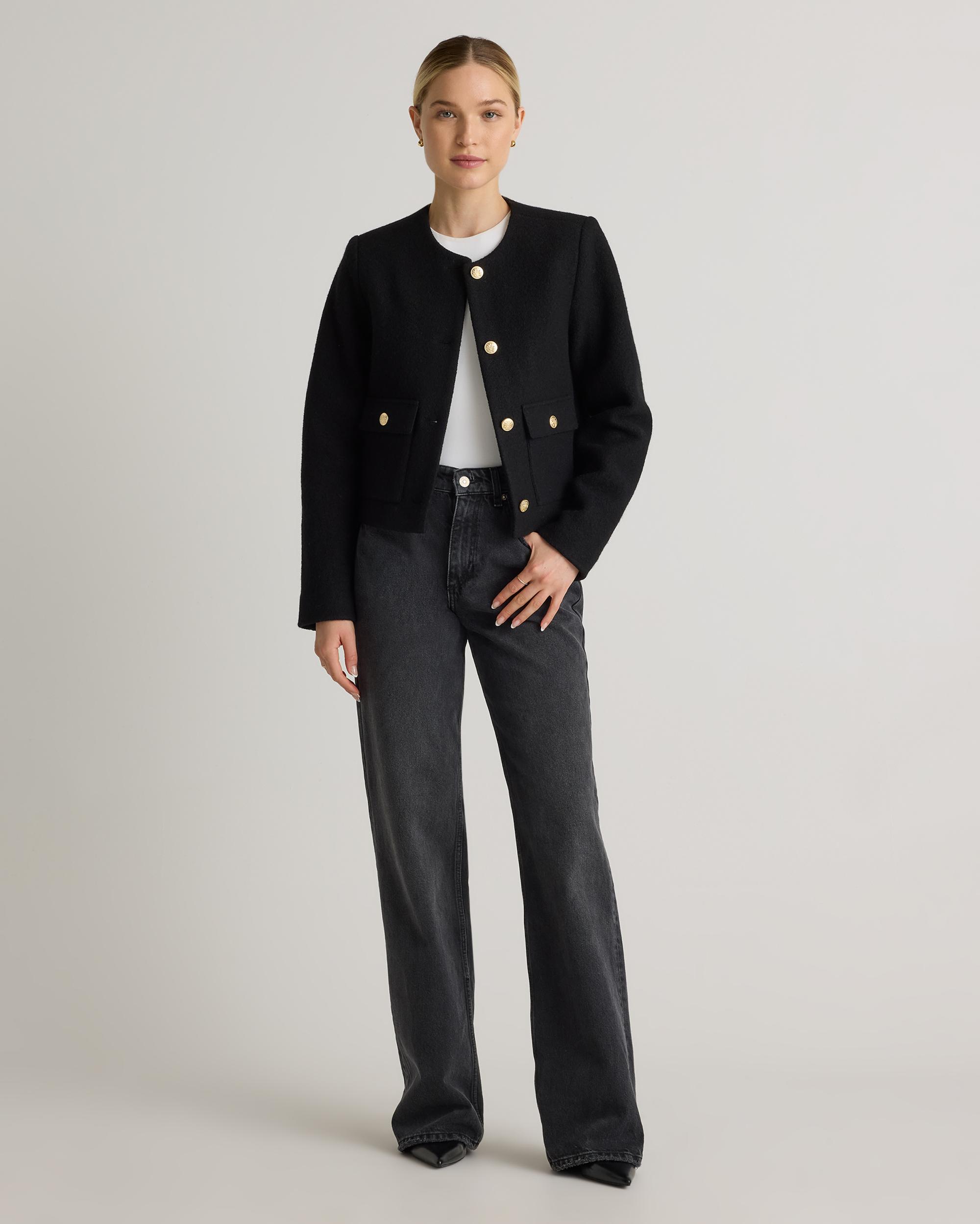 Quince | Women's 100% Merino Wool Collarless Cropped Jacket Product Image