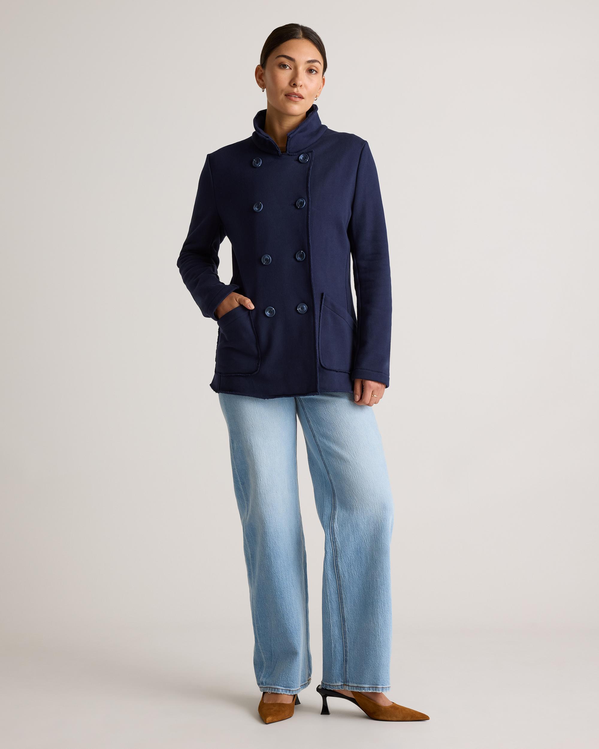Quince | Women's French Terry Fleece Peacoat Size XL, Organic Cotton Product Image