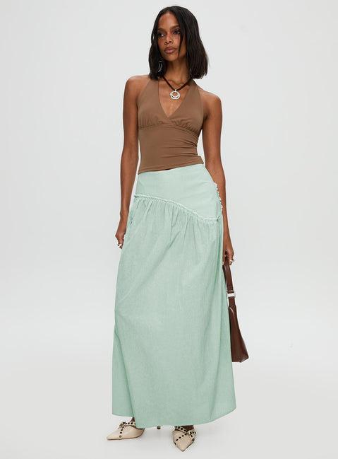Yasemine Maxi Skirt Green / White Product Image