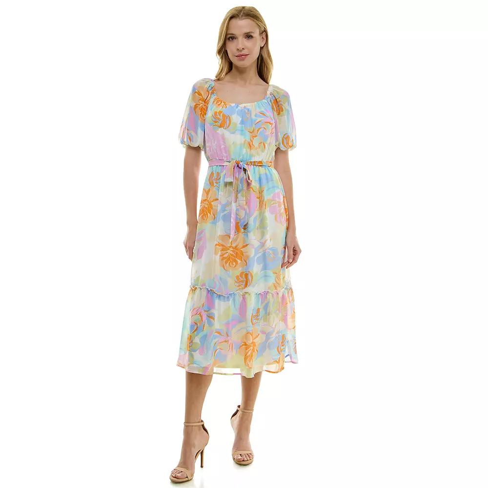 Women's Luxology Puff Sleeve Floral Maxi Dress,  Product Image