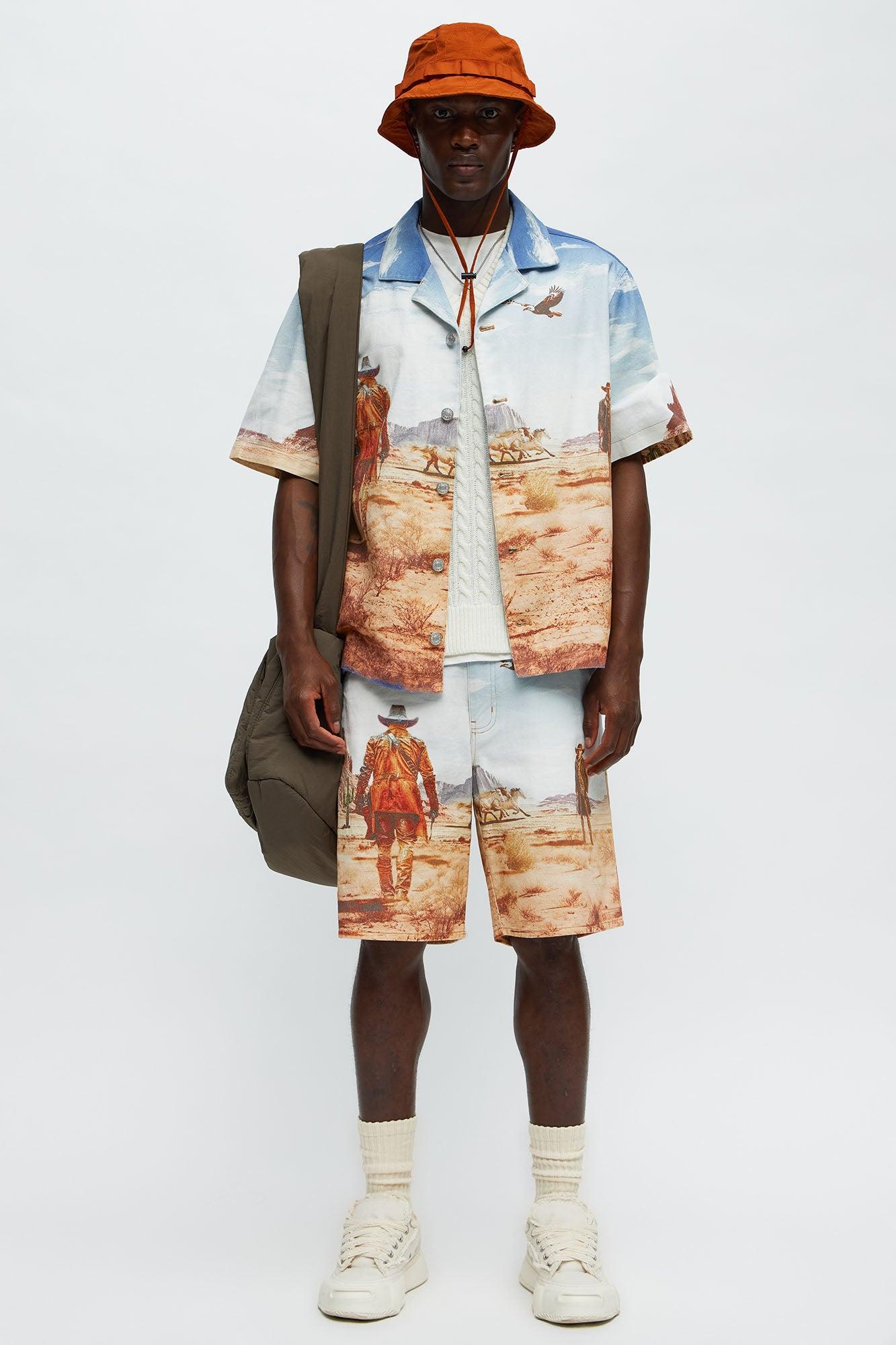 Stand Off Boxy Cuban Collar Shirt - Multi Color Male Product Image